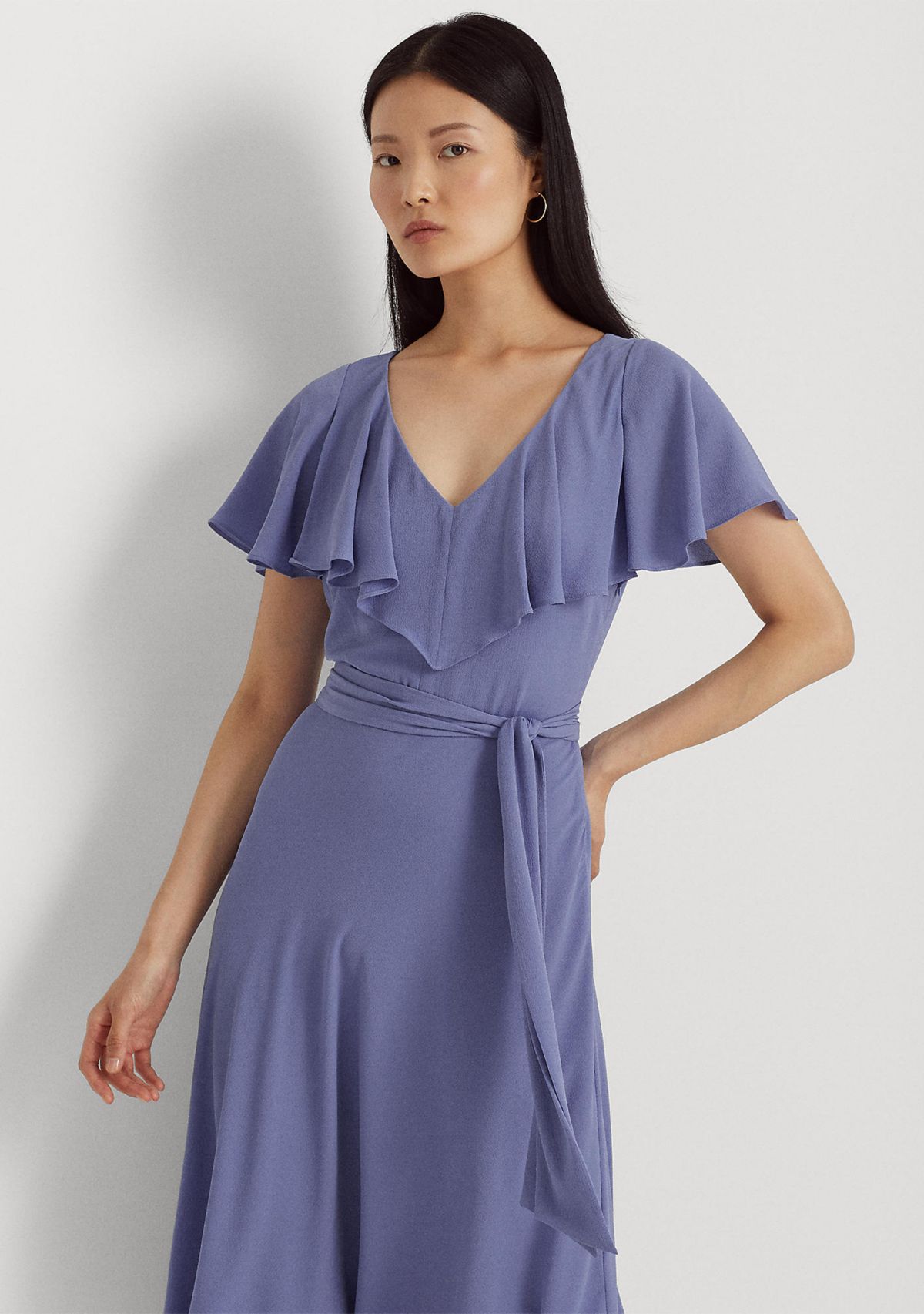 Belted Bubble Crepe Dress