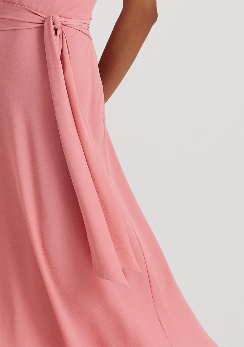Belted Bubble Crepe Dress