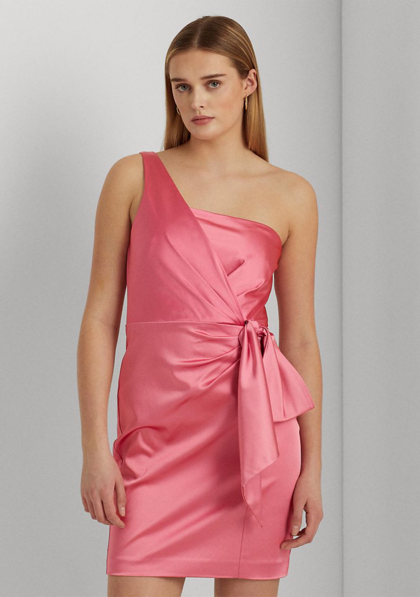Satin One-Shoulder Cocktail Dress