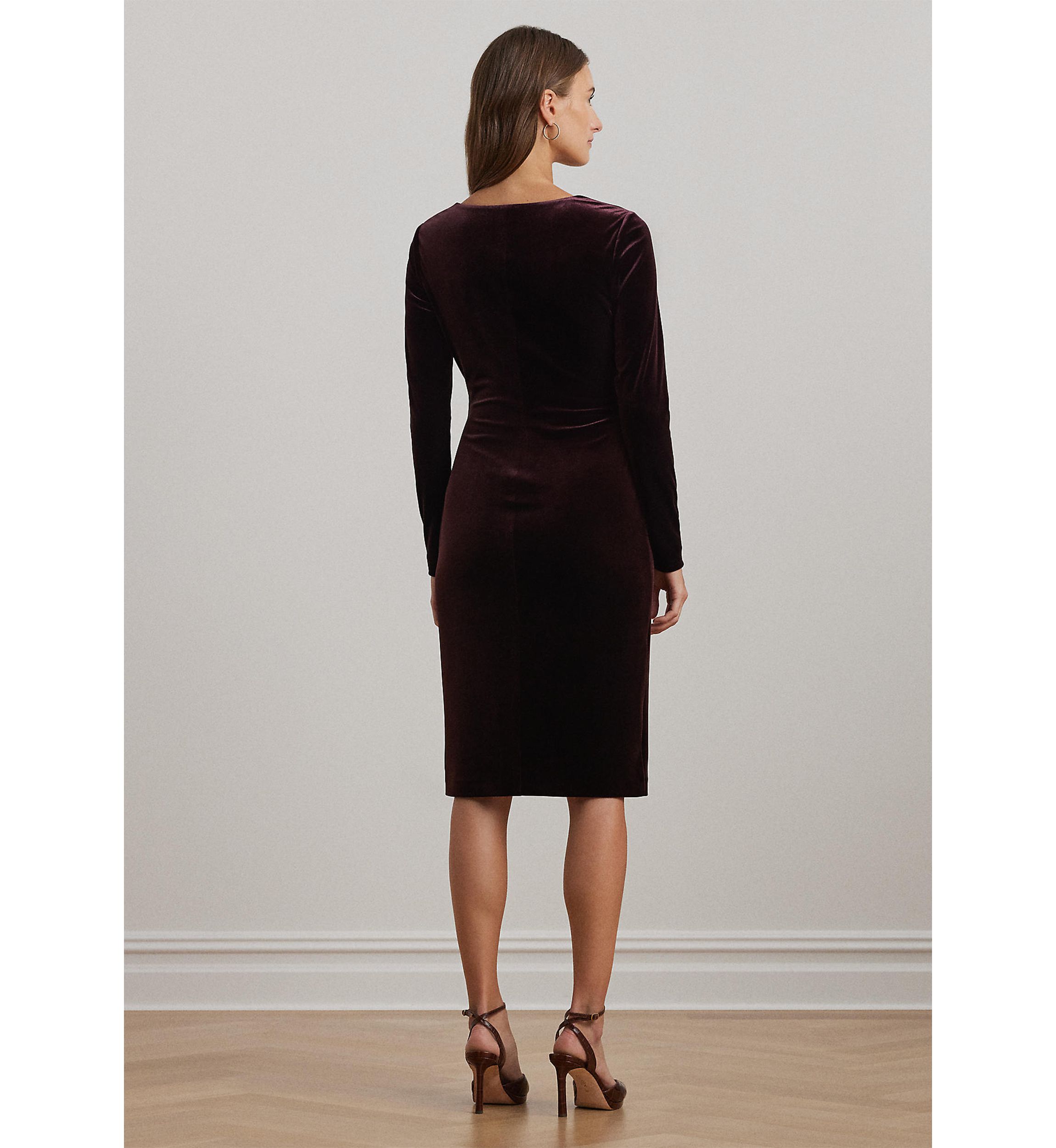 Stretch Velvet Surplice Dress