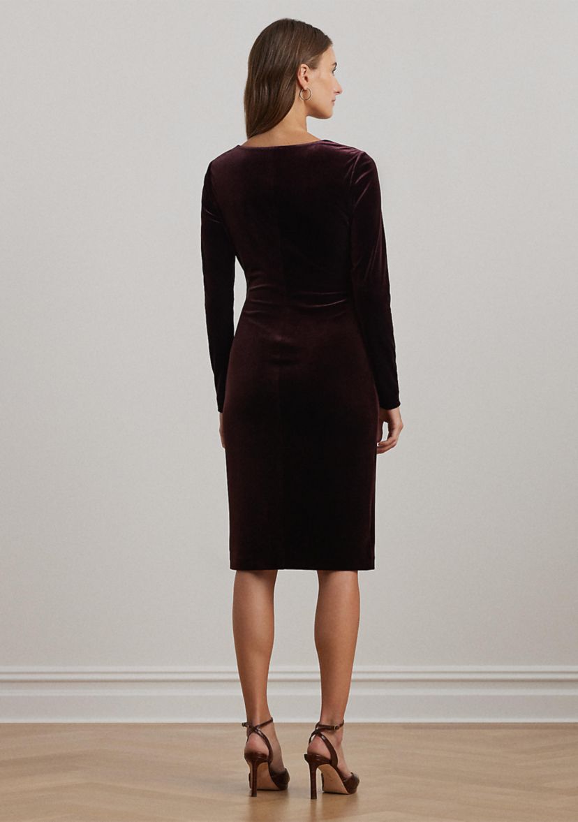 Stretch Velvet Surplice Dress