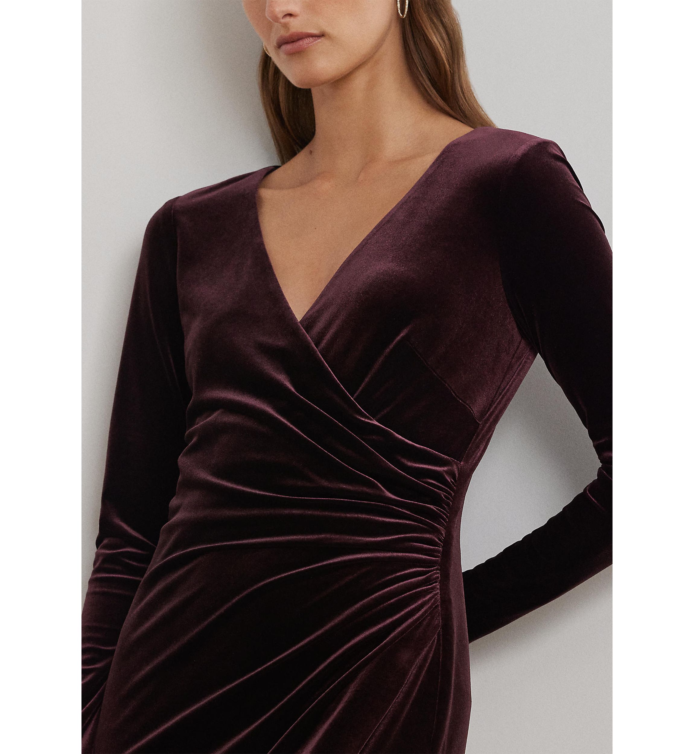 Stretch Velvet Surplice Dress