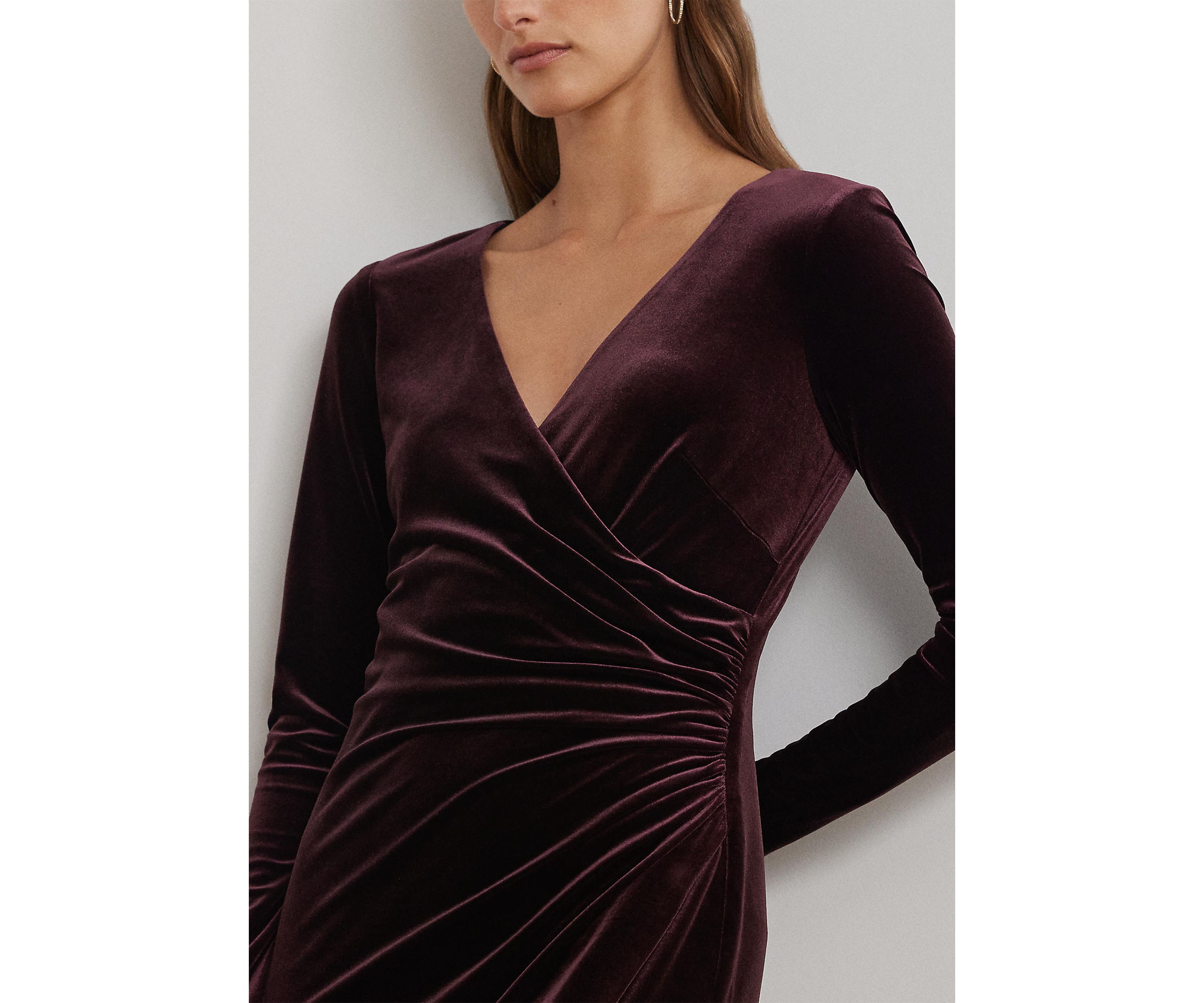 Stretch Velvet Surplice Dress