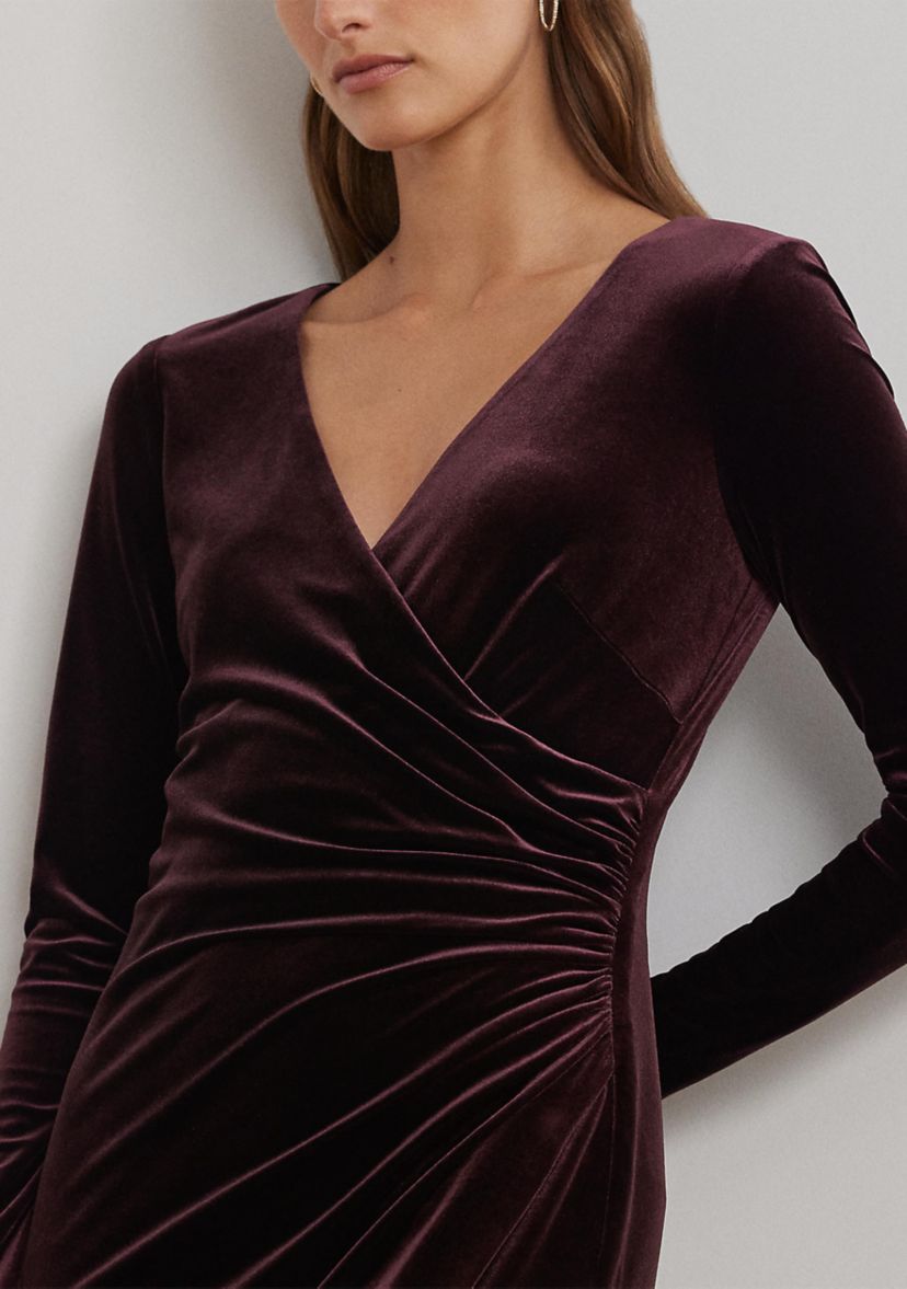 Stretch Velvet Surplice Dress