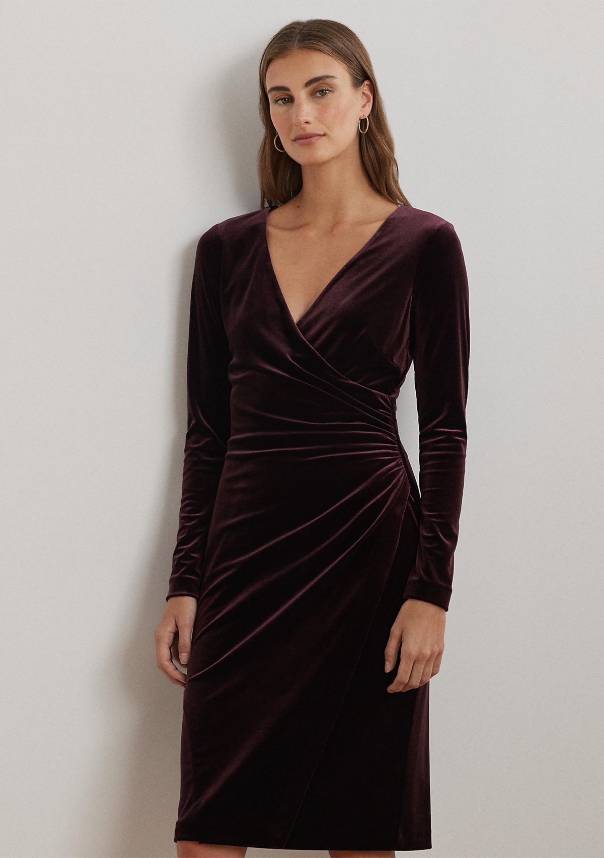 Stretch Velvet Surplice Dress