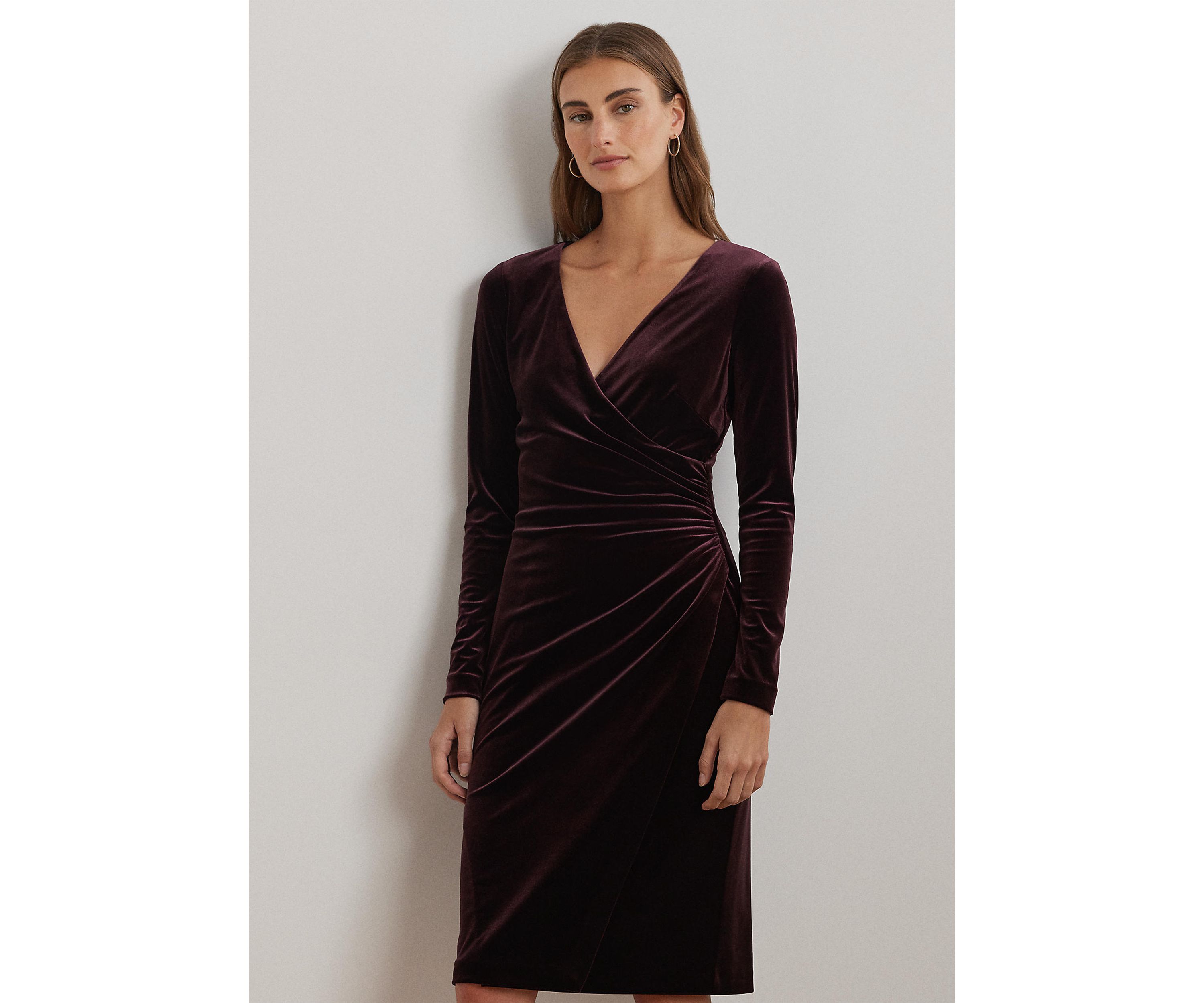 Stretch Velvet Surplice Dress