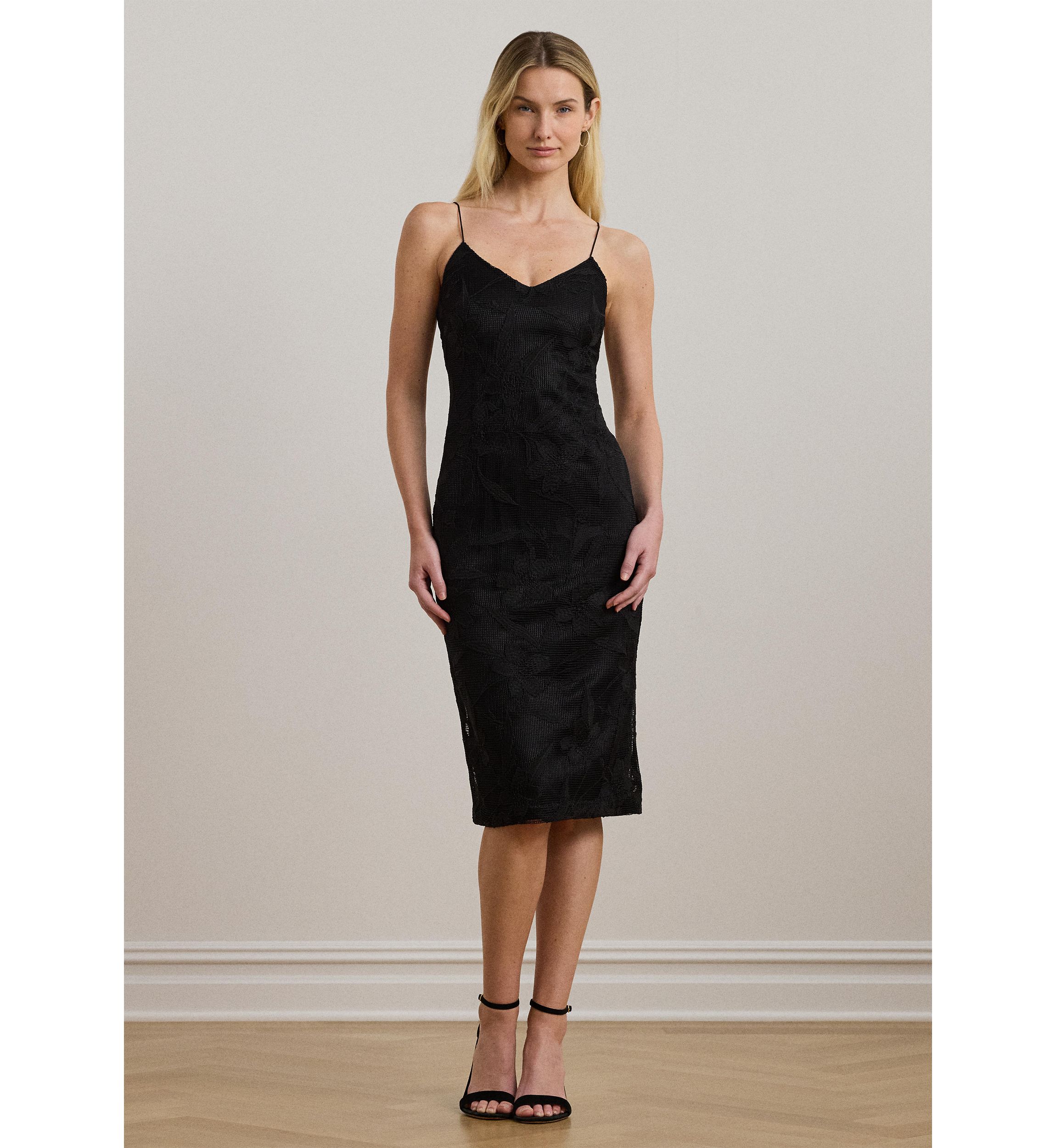 Embroidered Sleeveless Cocktail Dress