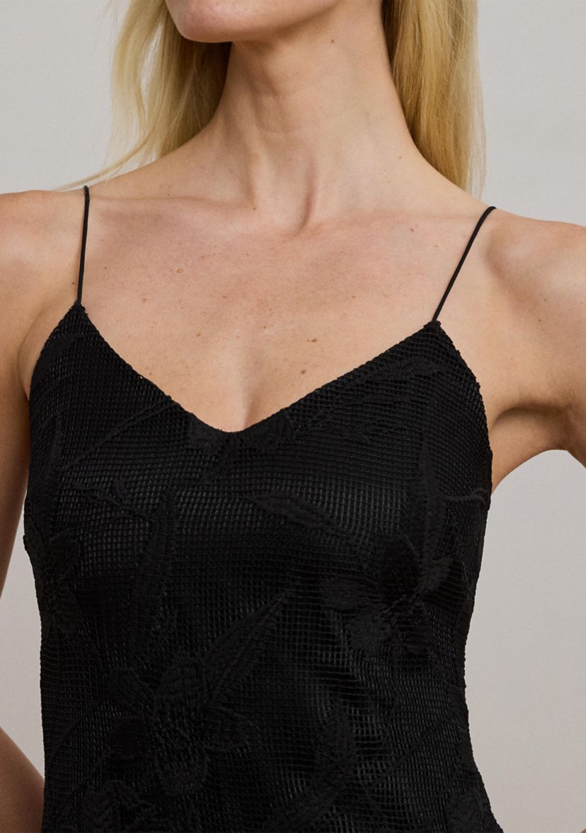 Embroidered Sleeveless Cocktail Dress