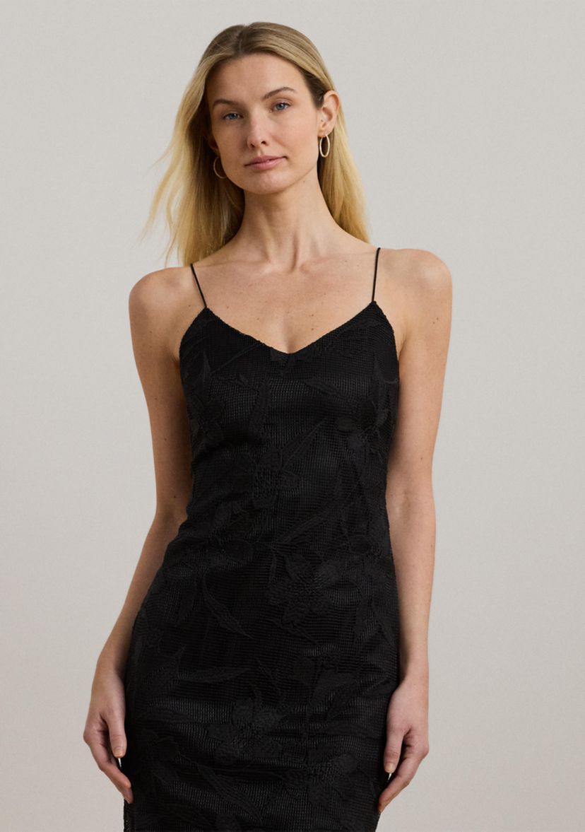 Embroidered Sleeveless Cocktail Dress