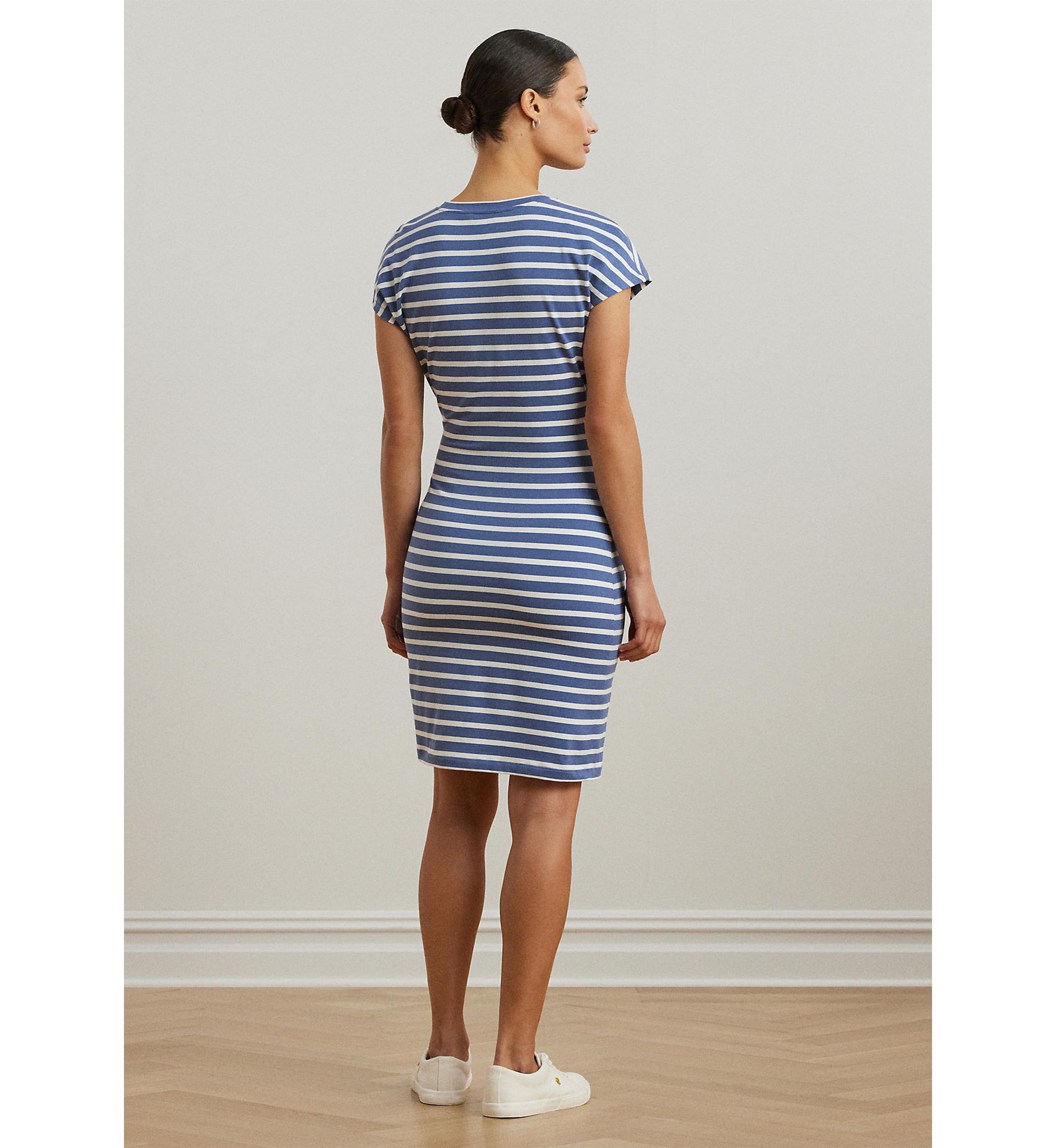 Striped Tie Front Jersey Dress