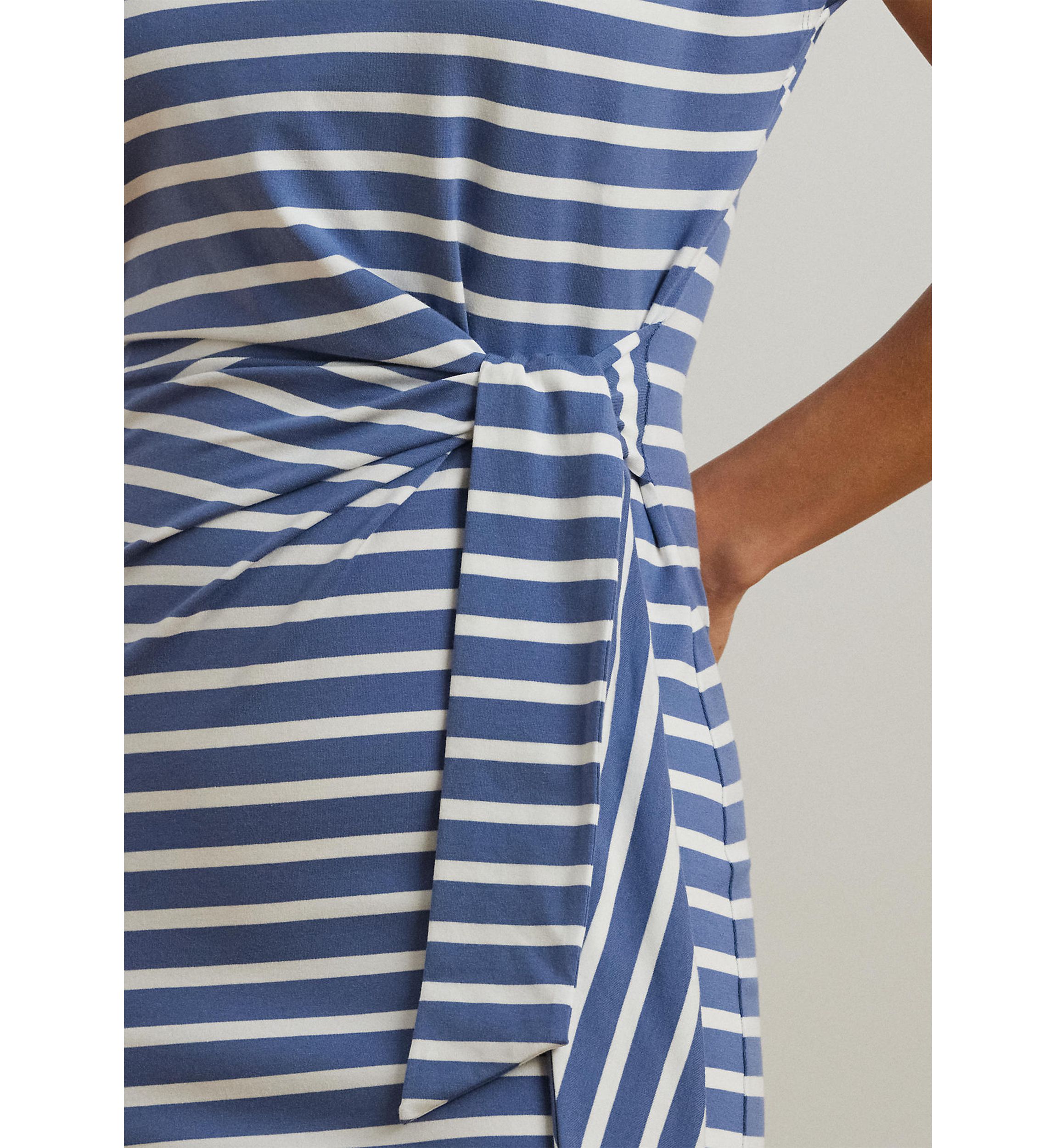 Striped Tie Front Jersey Dress