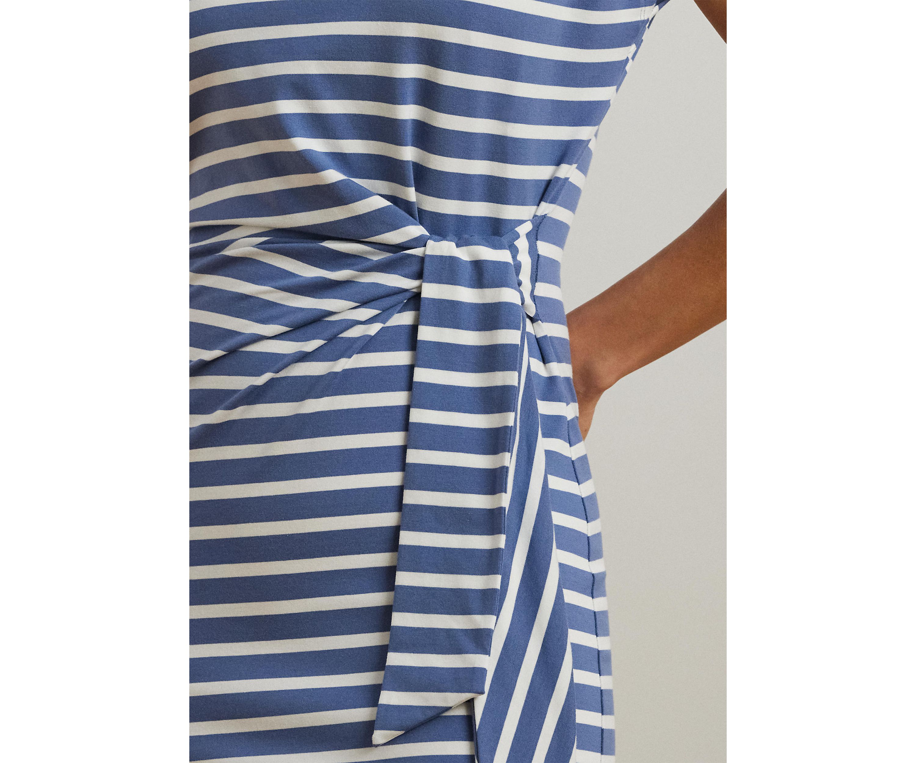 Striped Tie Front Jersey Dress