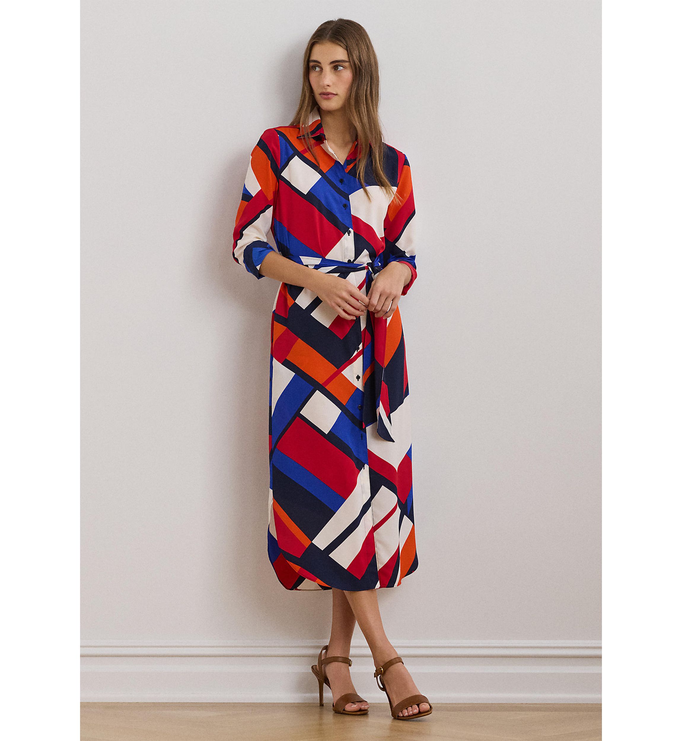 Print Crepe Shirtdress