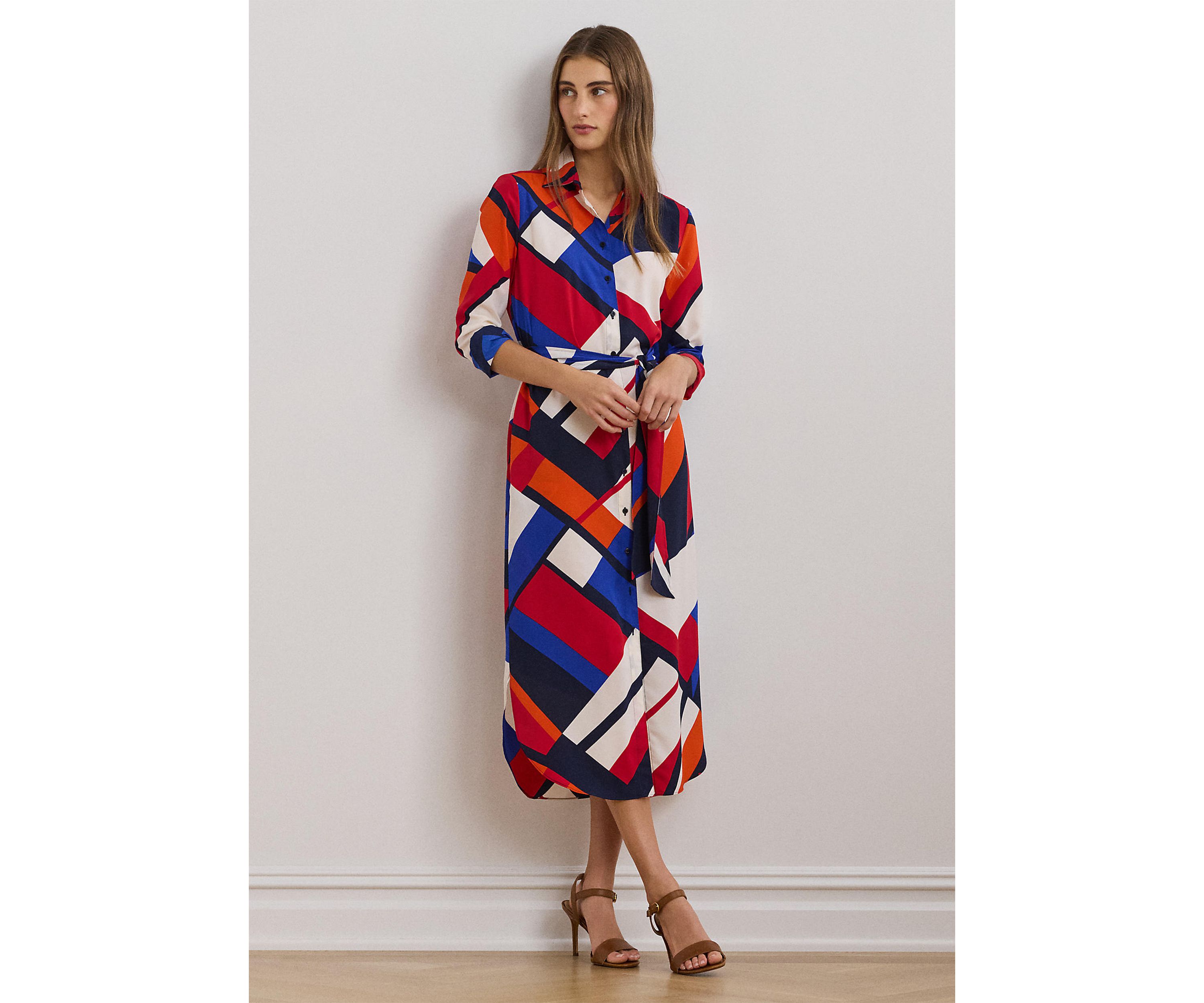 Print Crepe Shirtdress