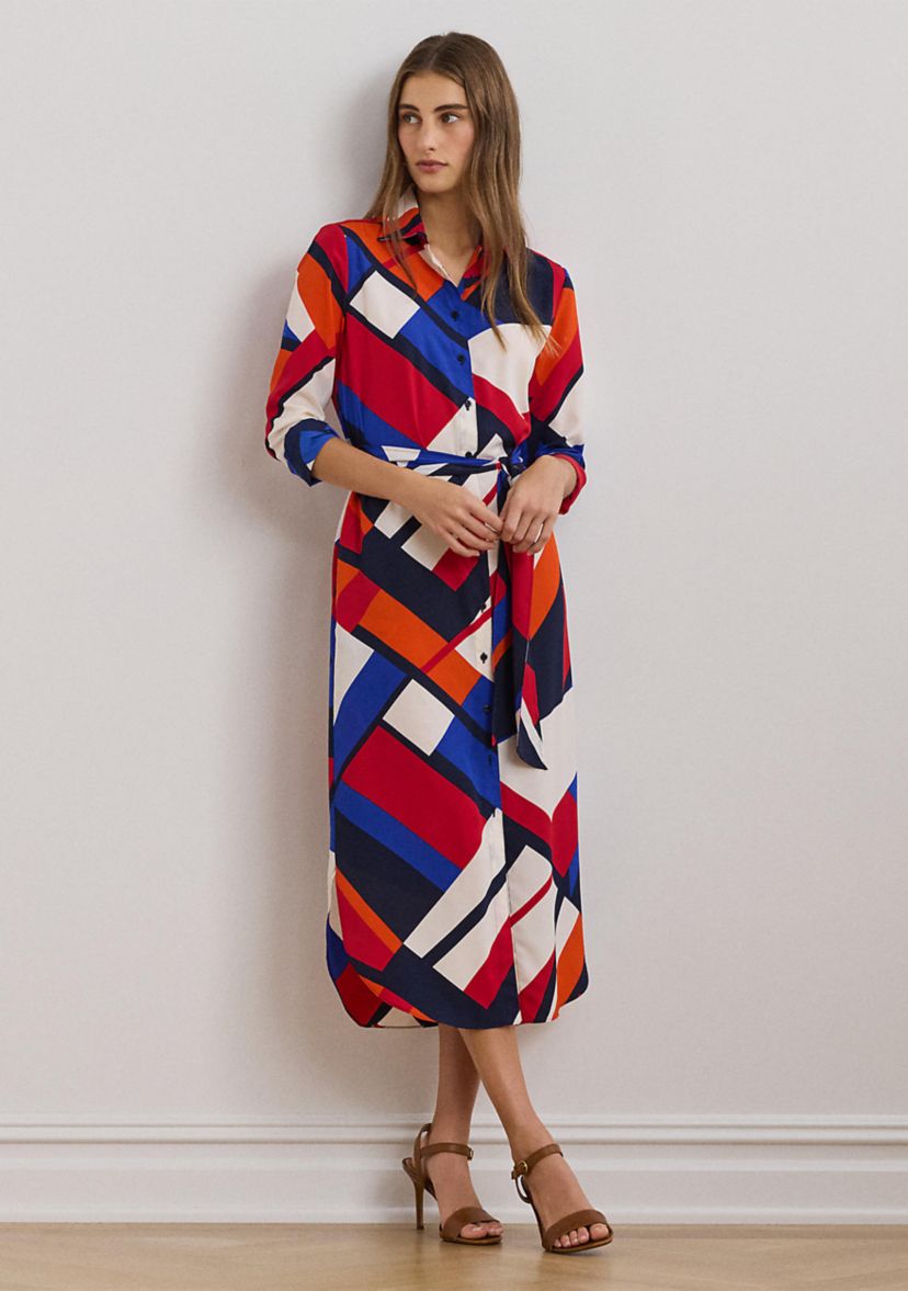 Print Crepe Shirtdress