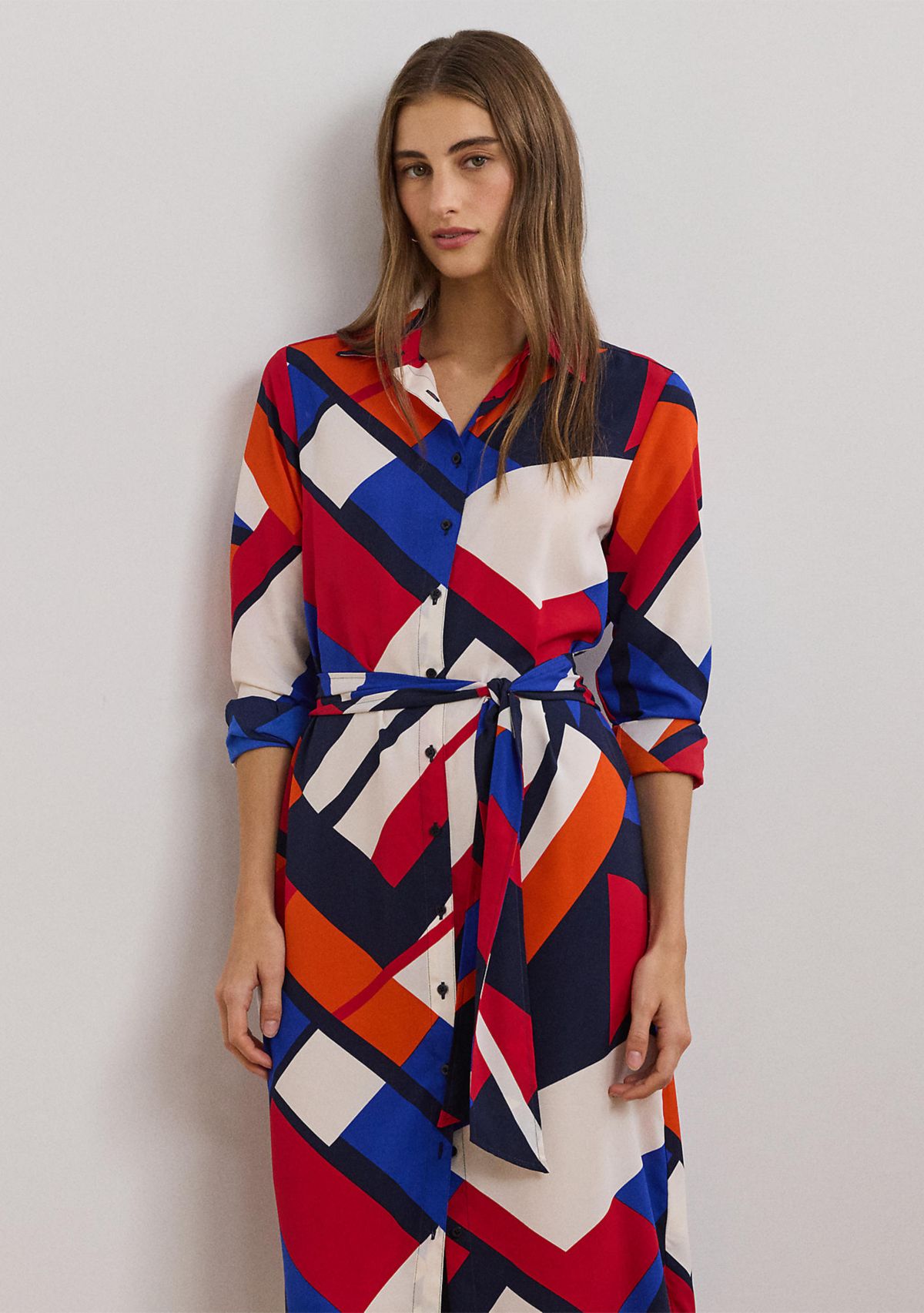 Print Crepe Shirtdress