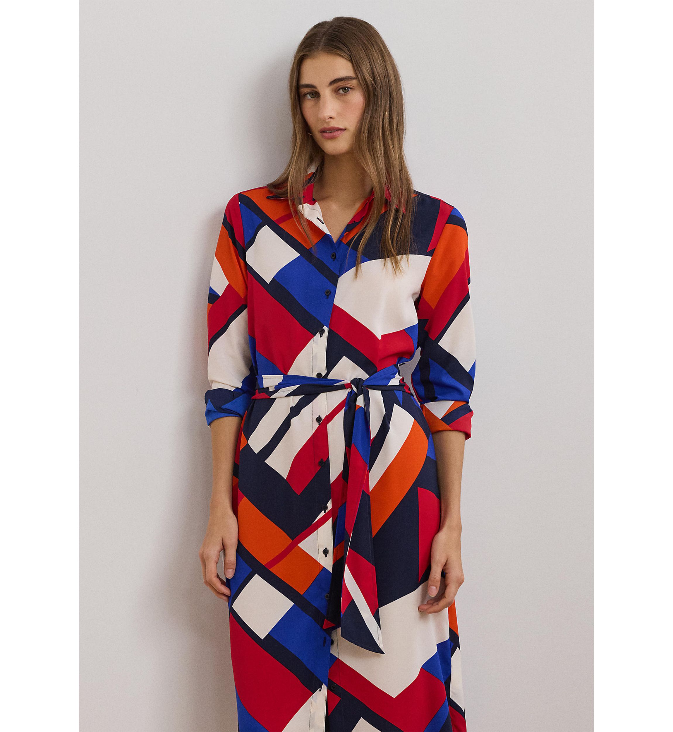 Print Crepe Shirtdress
