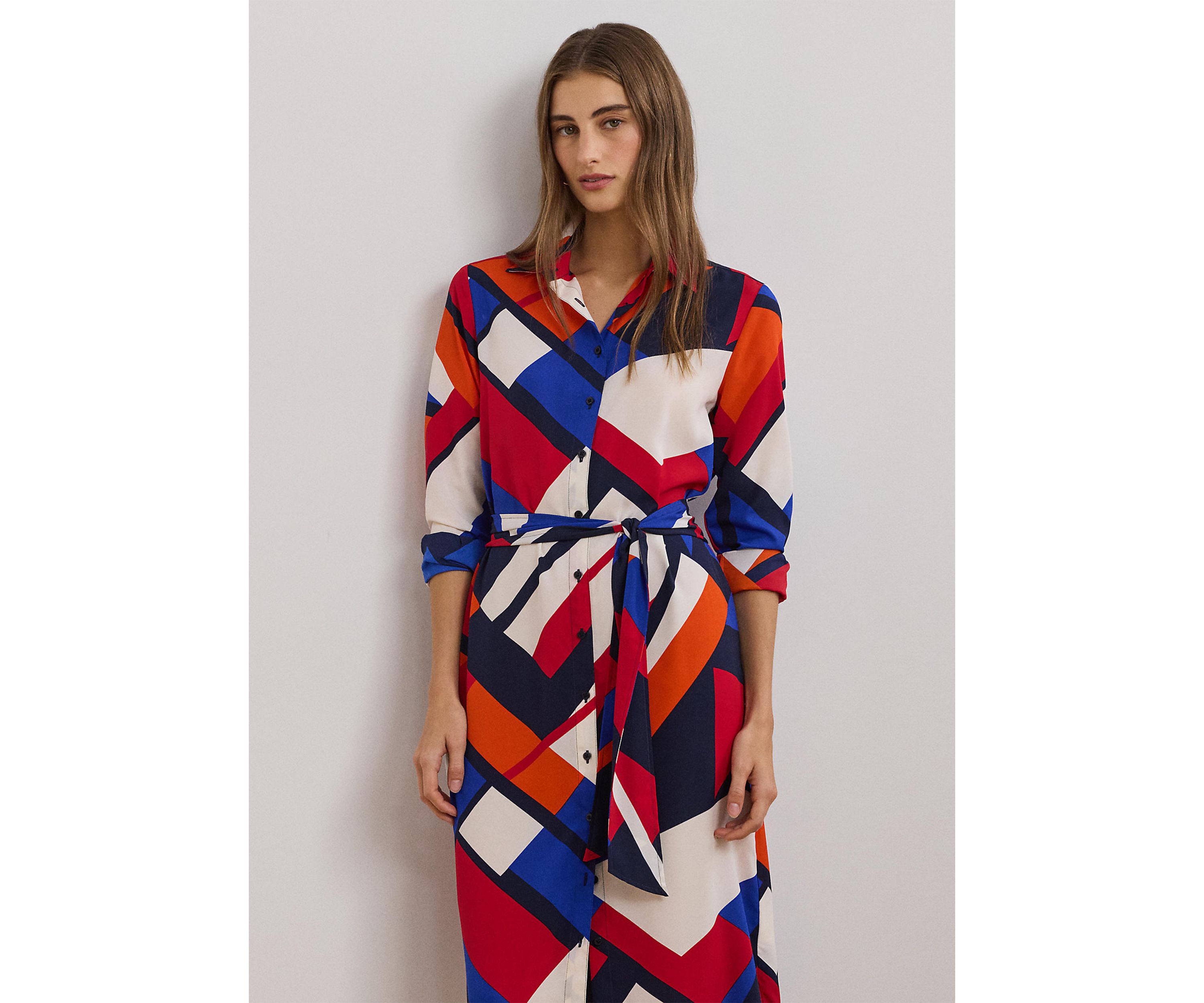 Print Crepe Shirtdress