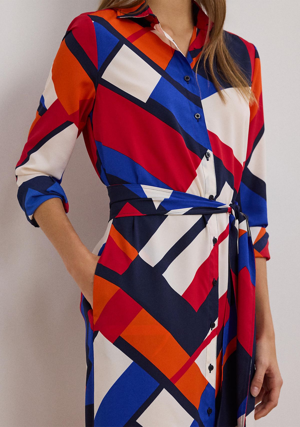 Print Crepe Shirtdress