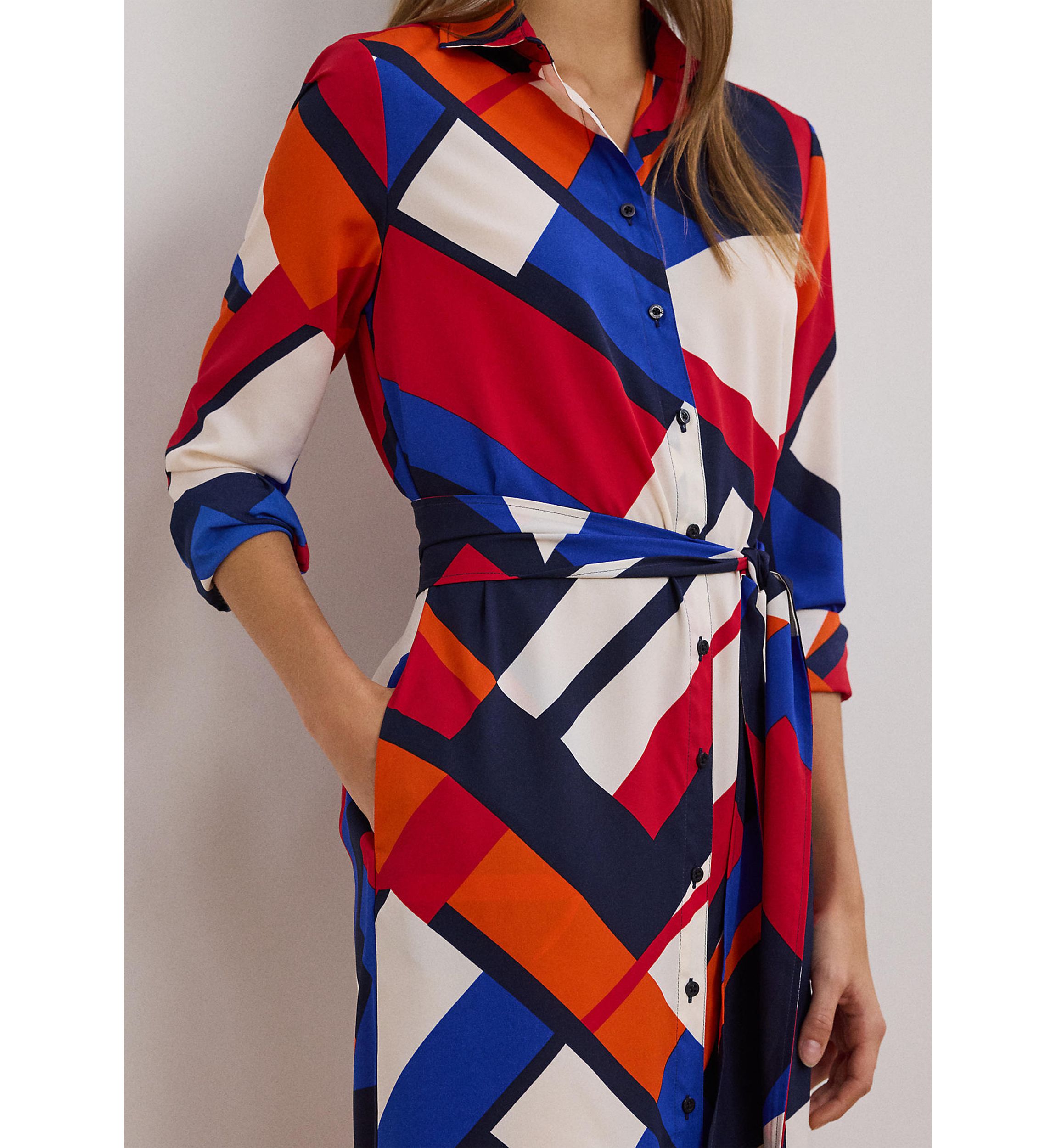 Print Crepe Shirtdress