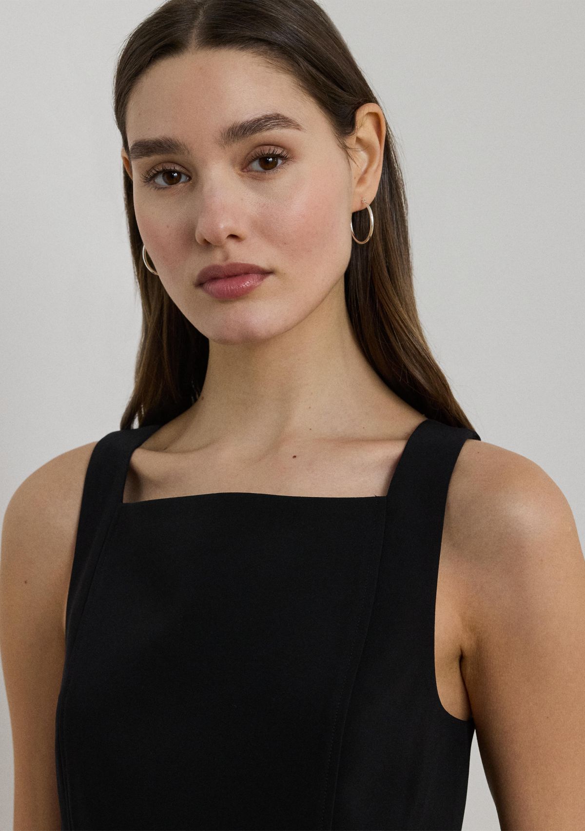 Womens Stretch Crepe Sleeveless Dress