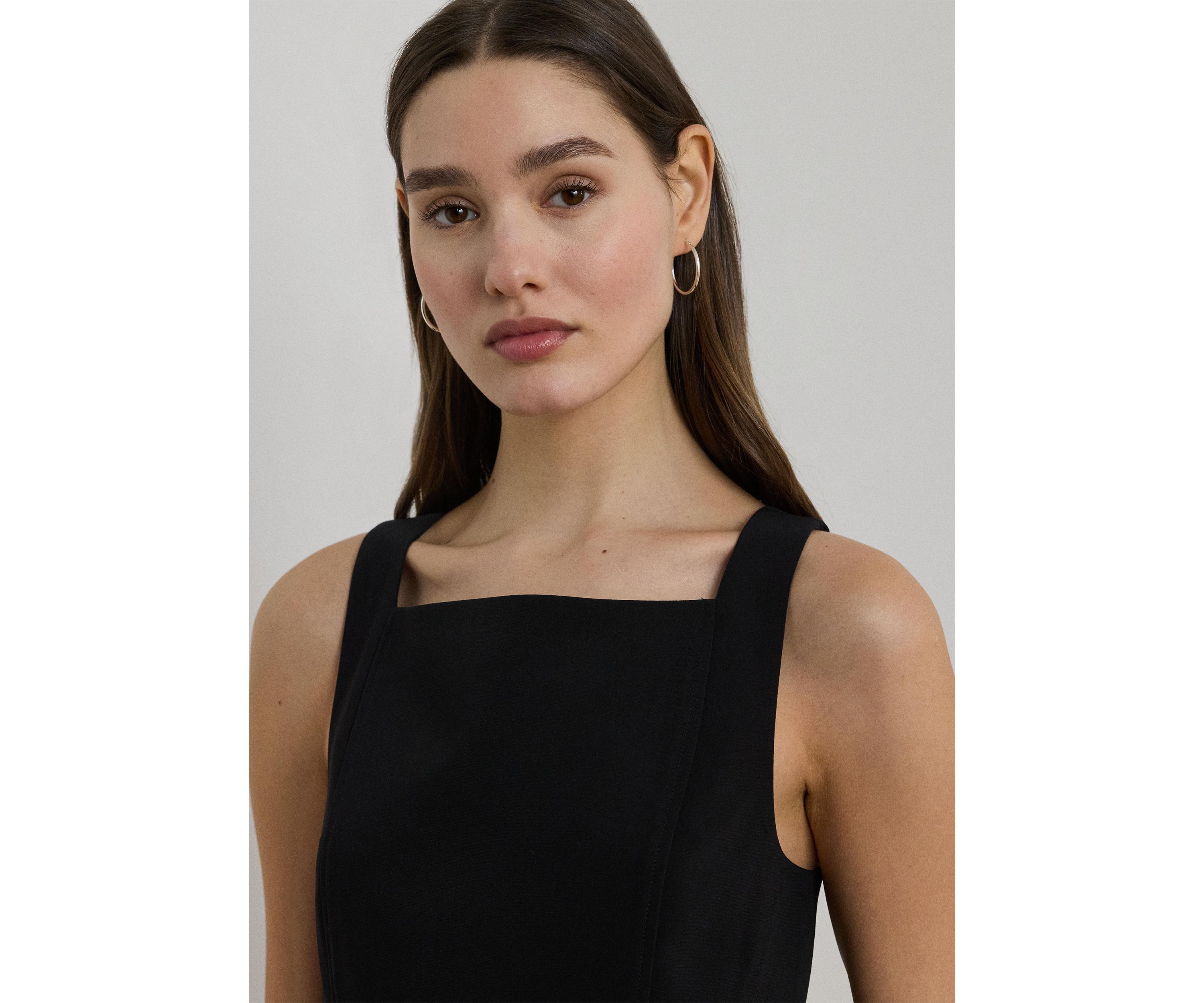 Womens Stretch Crepe Sleeveless Dress