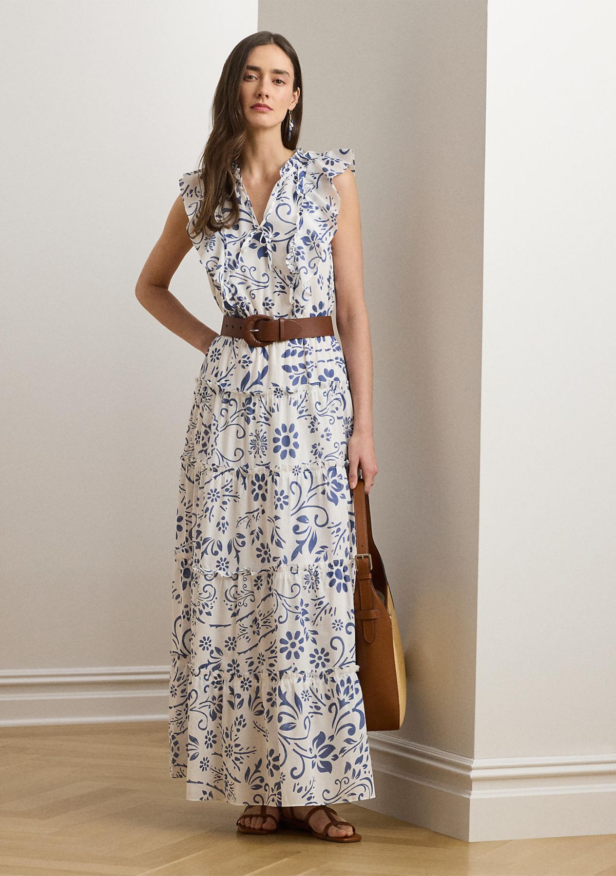 Floral Cotton Voile Tiered Maxi Dress