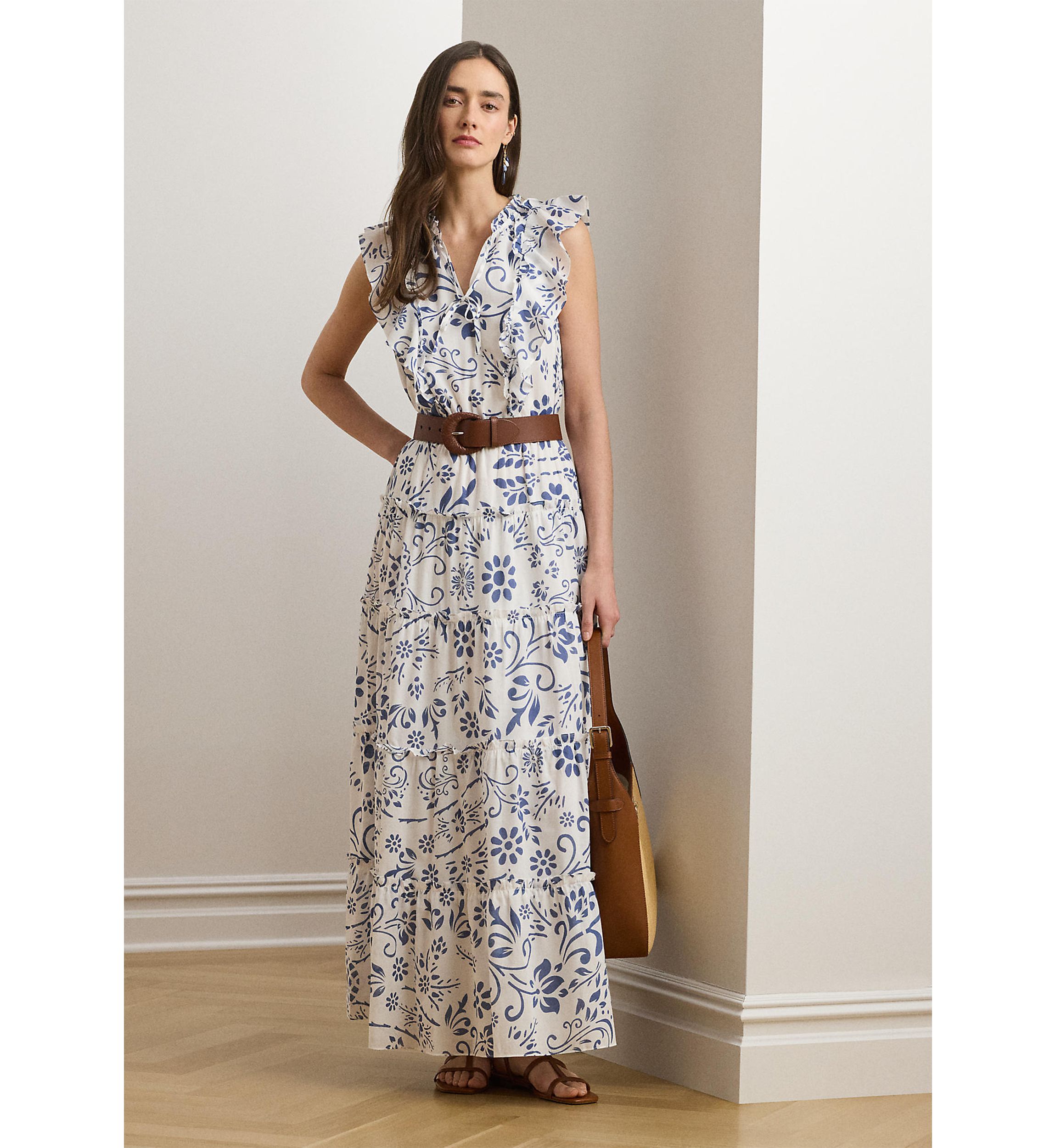 Floral Cotton Voile Tiered Maxi Dress