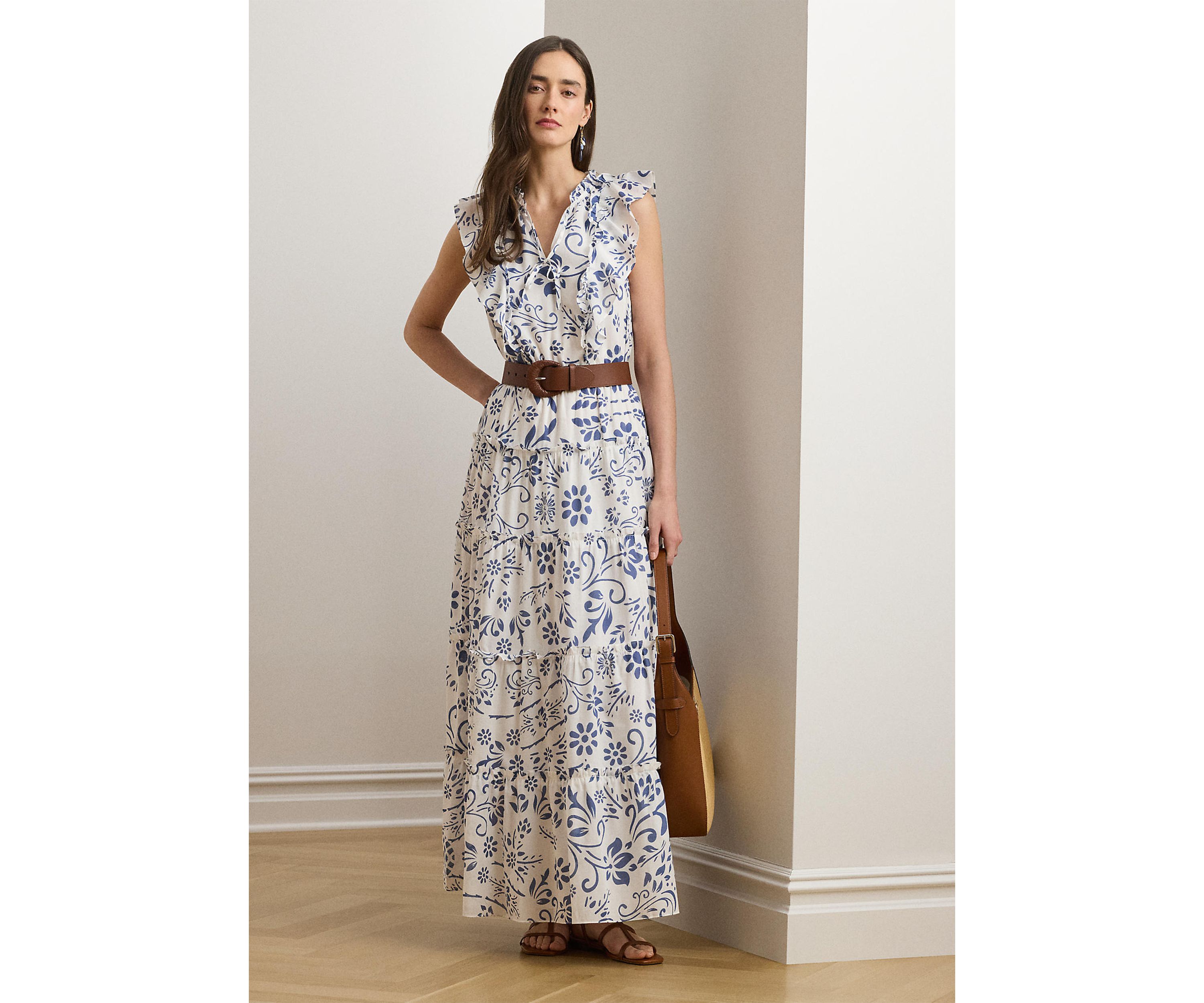Floral Cotton Voile Tiered Maxi Dress