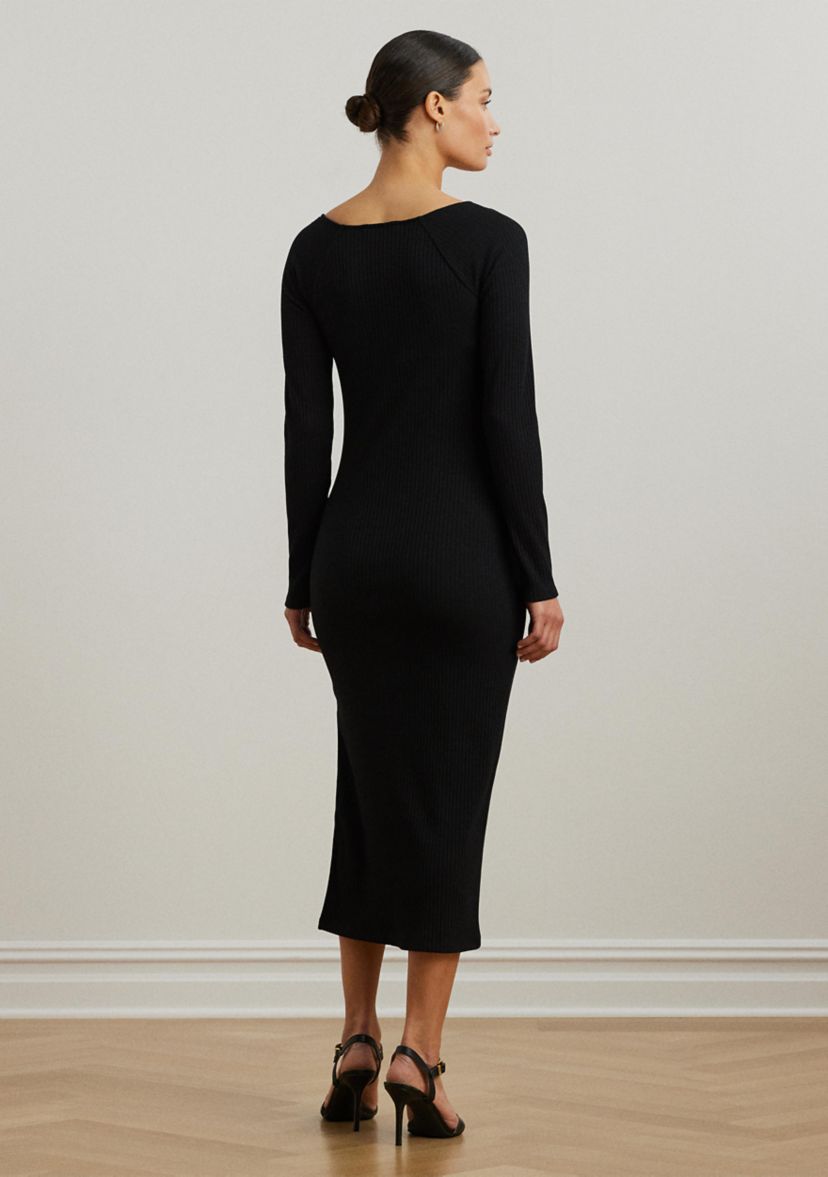 Rib Knit Long Sleeve Midi Dress