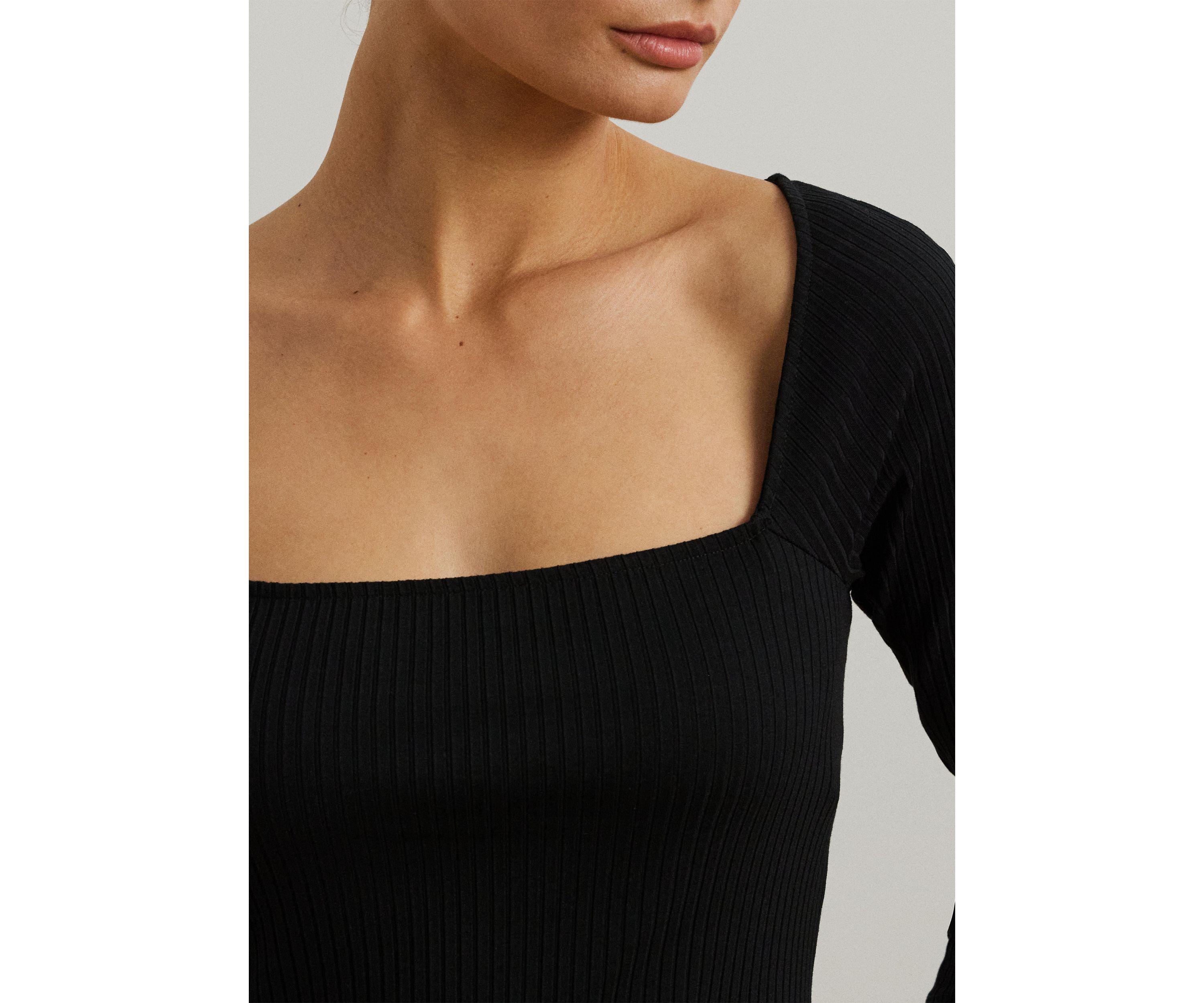 Rib Knit Long Sleeve Midi Dress