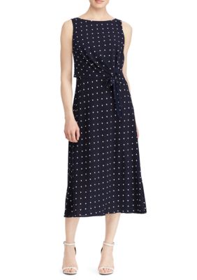 Lauren Ralph Lauren Polka Dot Crepe Midi Dress | belk