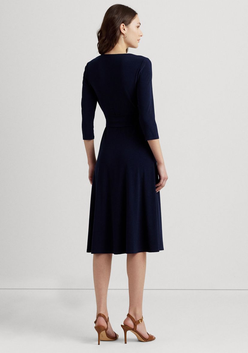 Womens Wrap Front V-Neck Dress