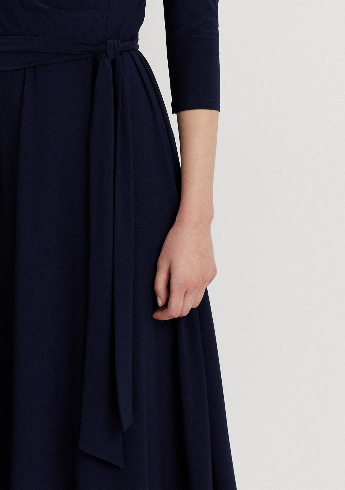 Womens Wrap Front V-Neck Dress