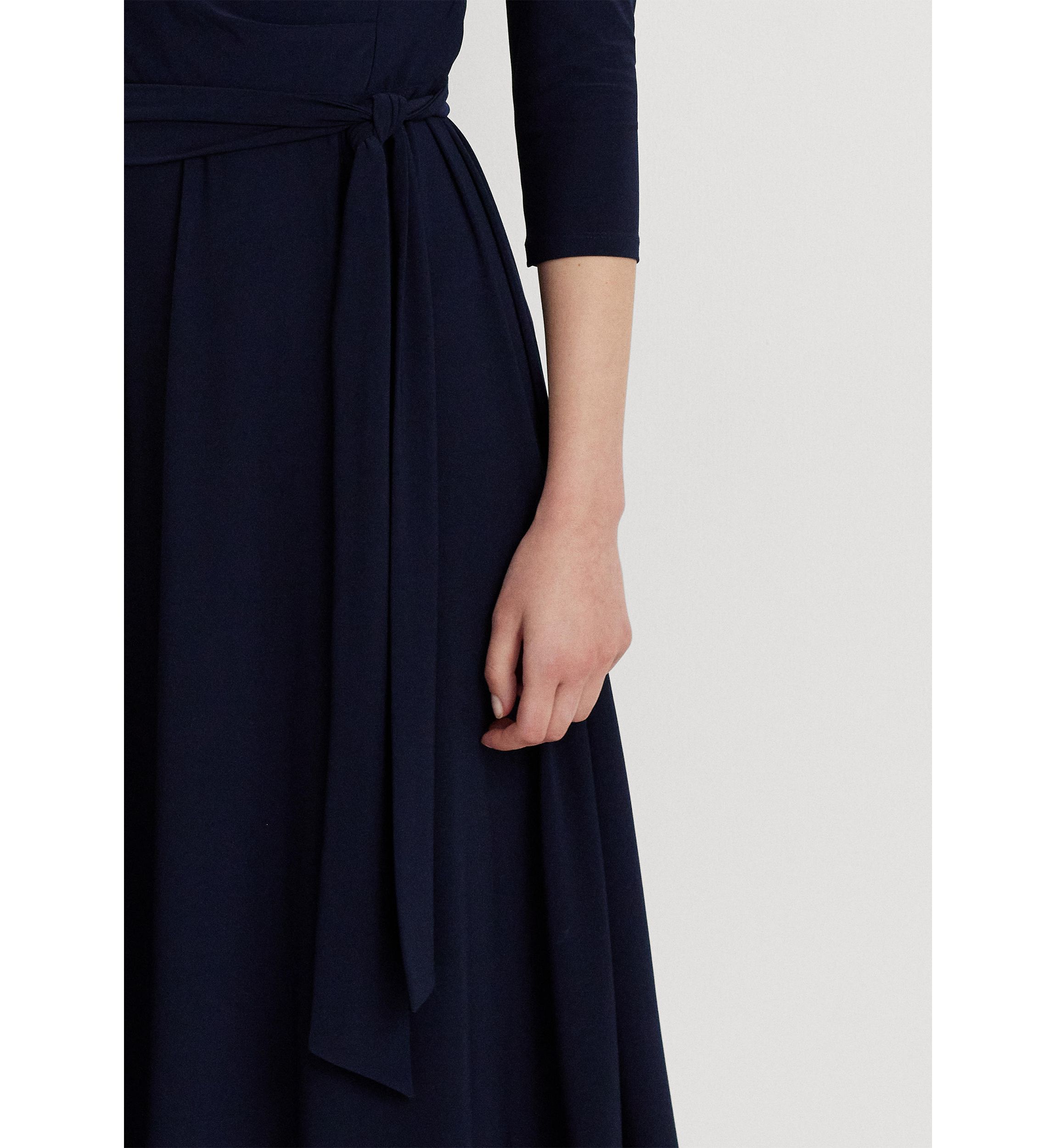 Womens Wrap Front V-Neck Dress