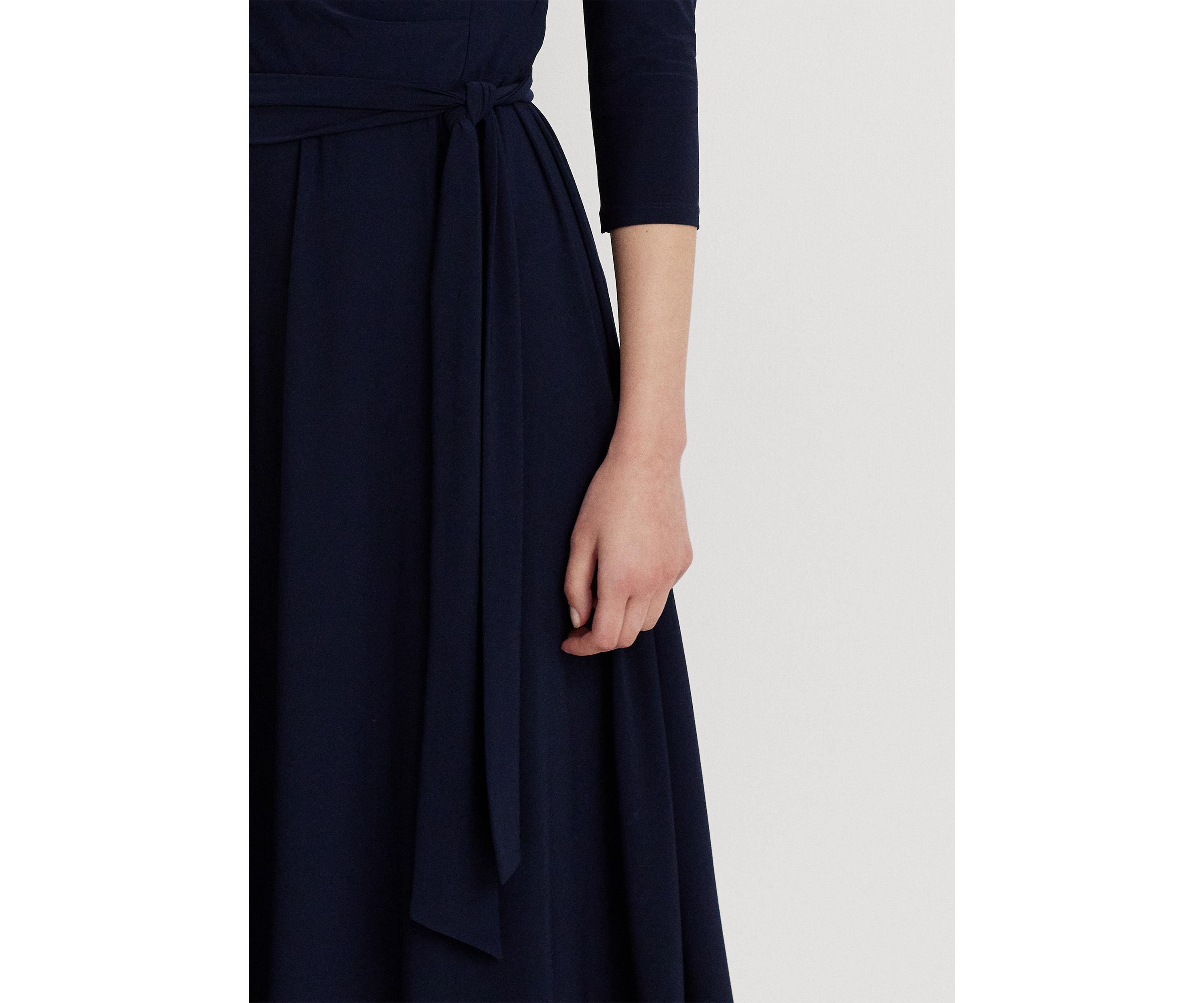 Womens Wrap Front V-Neck Dress