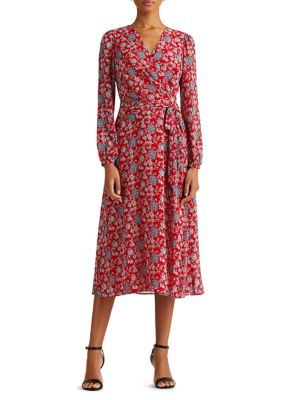 Lauren Ralph Lauren Puff-Sleeve Georgette Dress | belk