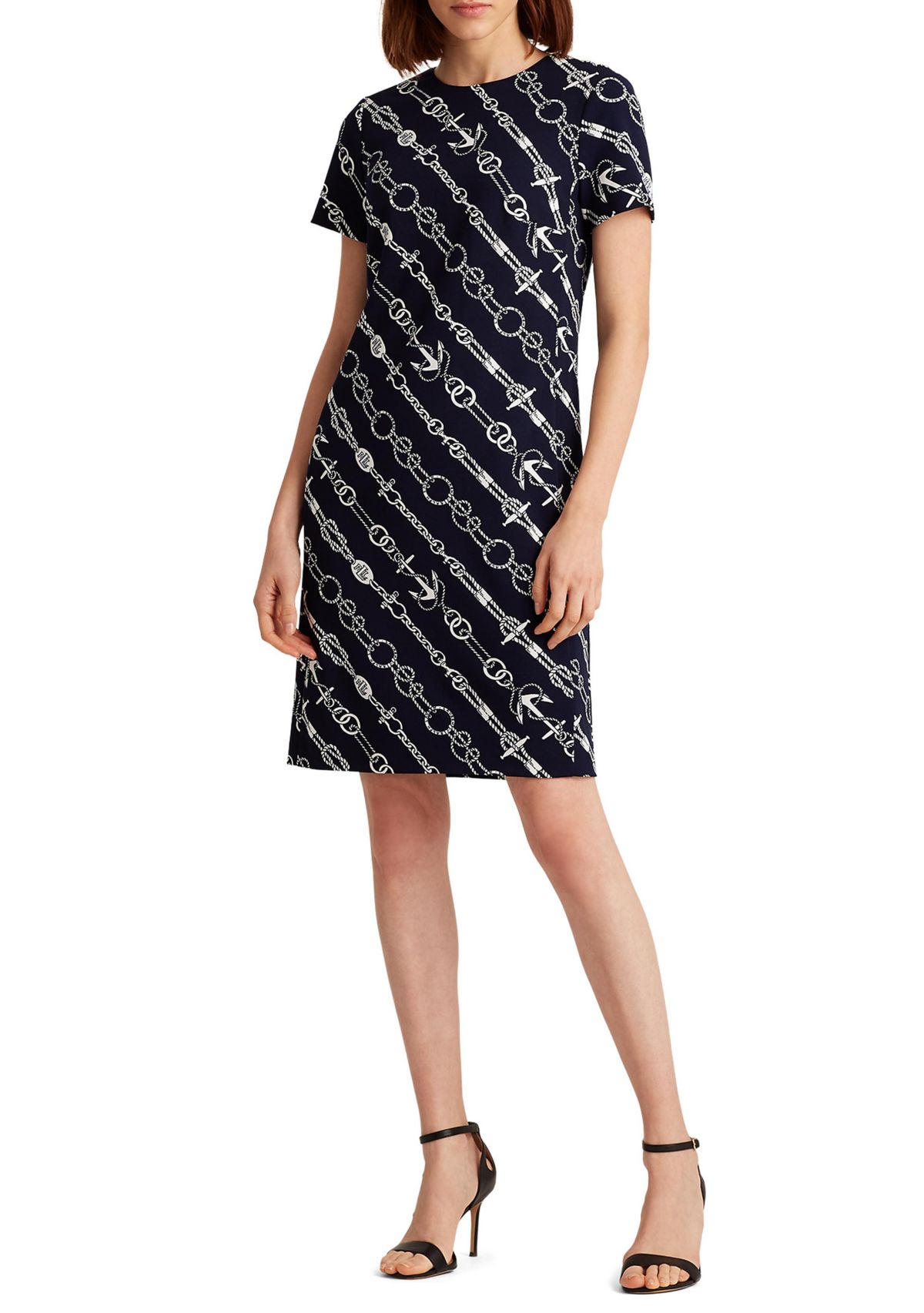 Anchor-Print Jacquard Dress