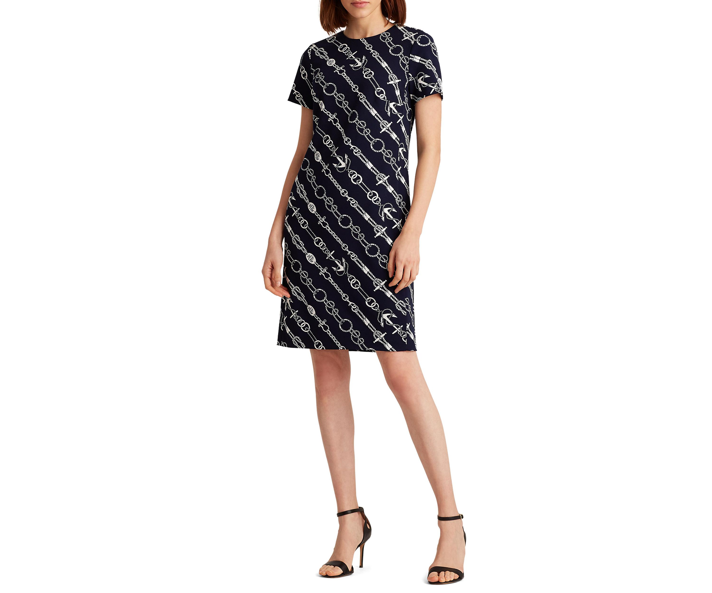 Anchor-Print Jacquard Dress