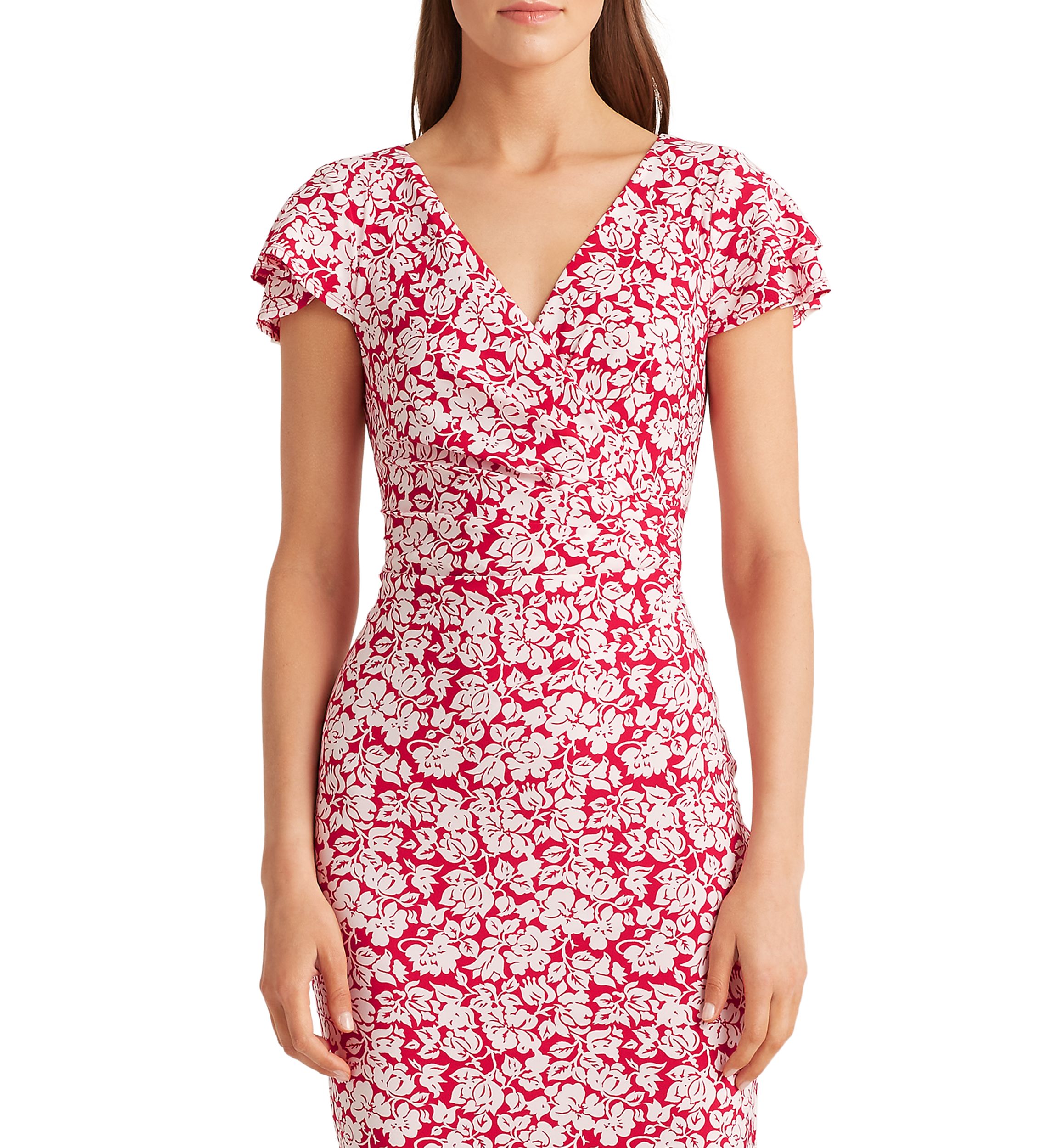 Flutter-Sleeve Surplice Dress