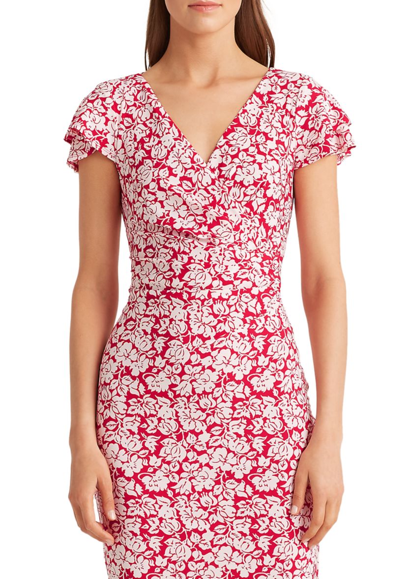 Flutter-Sleeve Surplice Dress