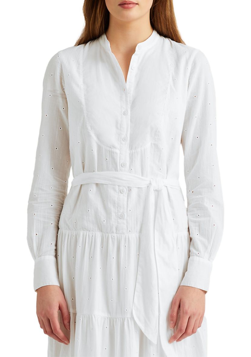 Eyelet Cotton Voile Shirtdress
