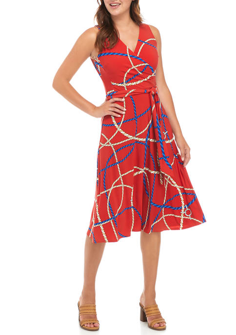Lauren Ralph Lauren Women's Sleeveless Carana Status Print Wrap Dress ...