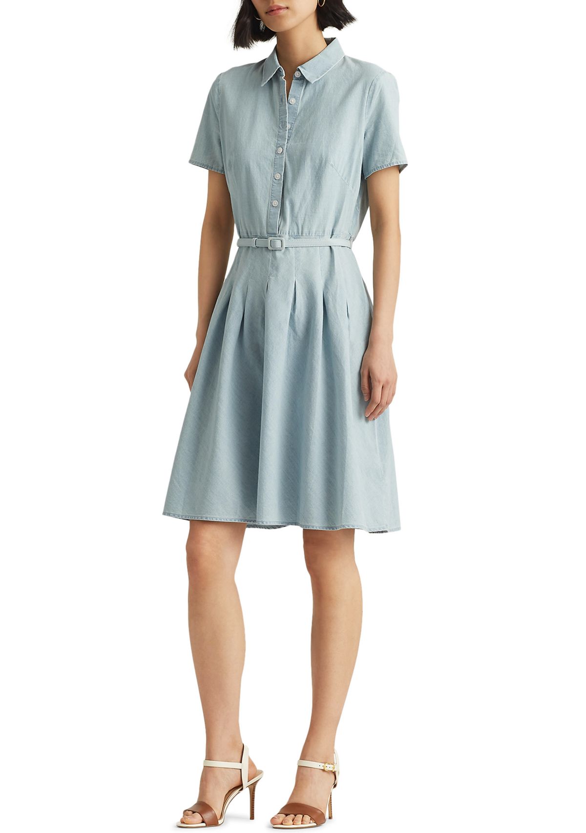 Chambray Short Sleeve Dress