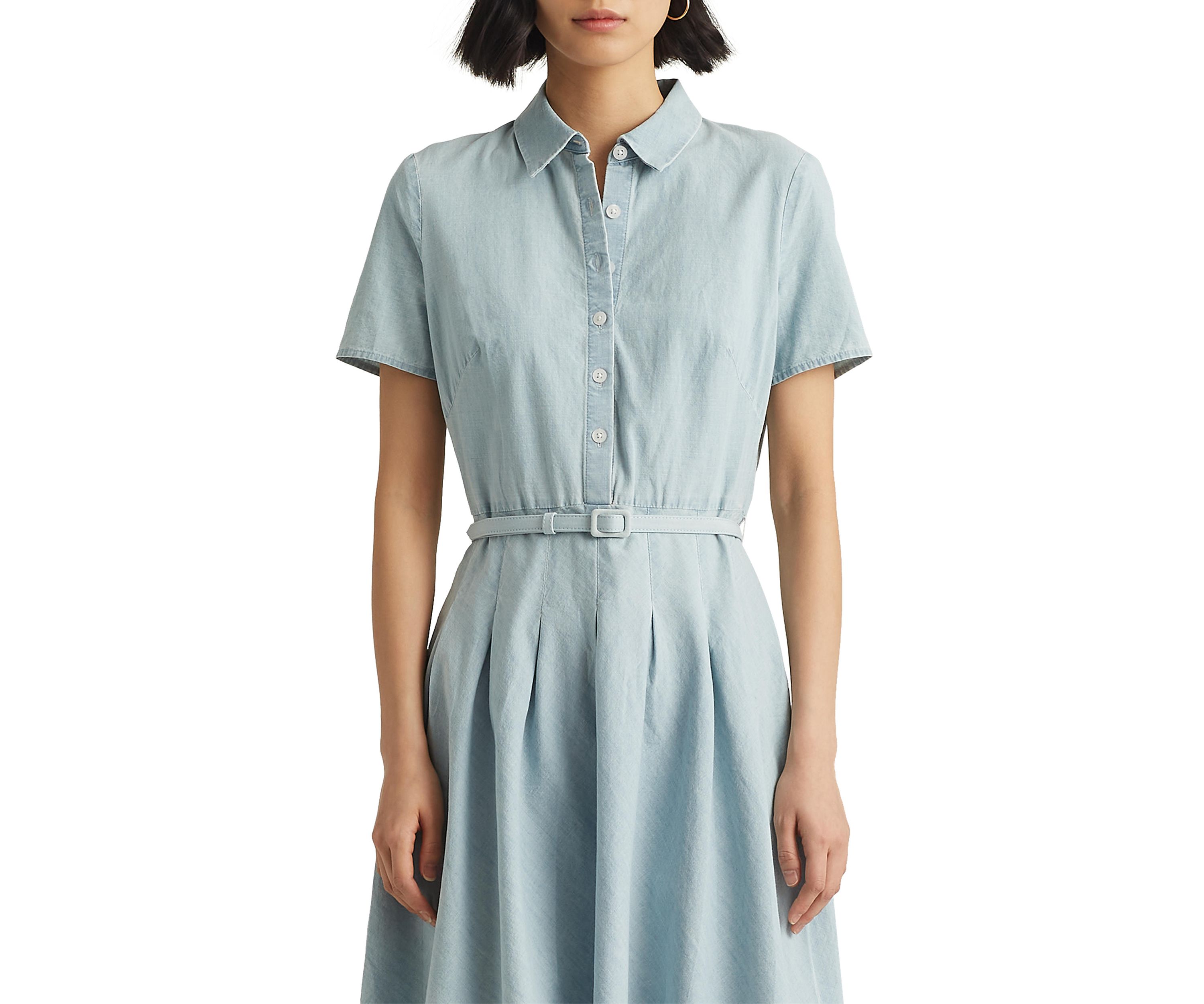 Chambray Short Sleeve Dress