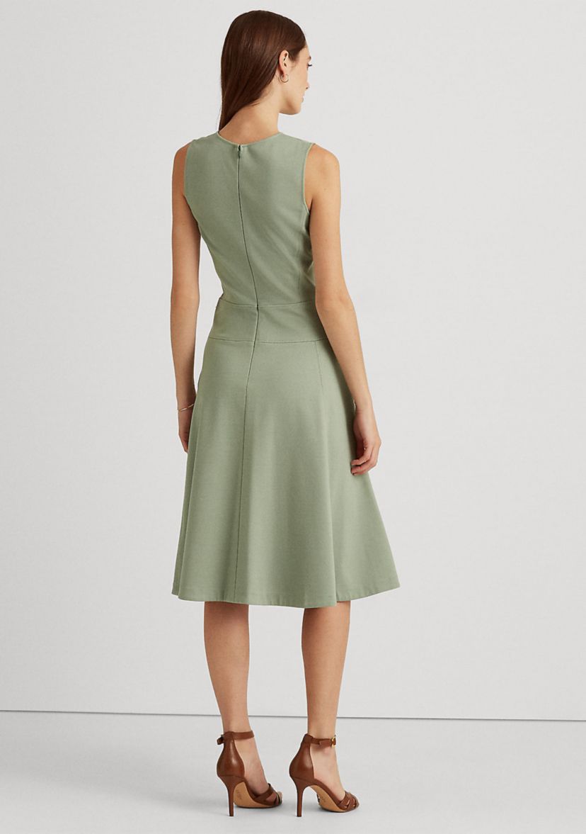 Buckle-Trim Sleeveless Ponte Dress