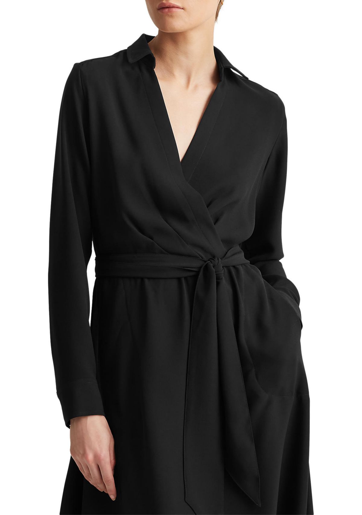 Womens Surplice Georgette Midi Dress