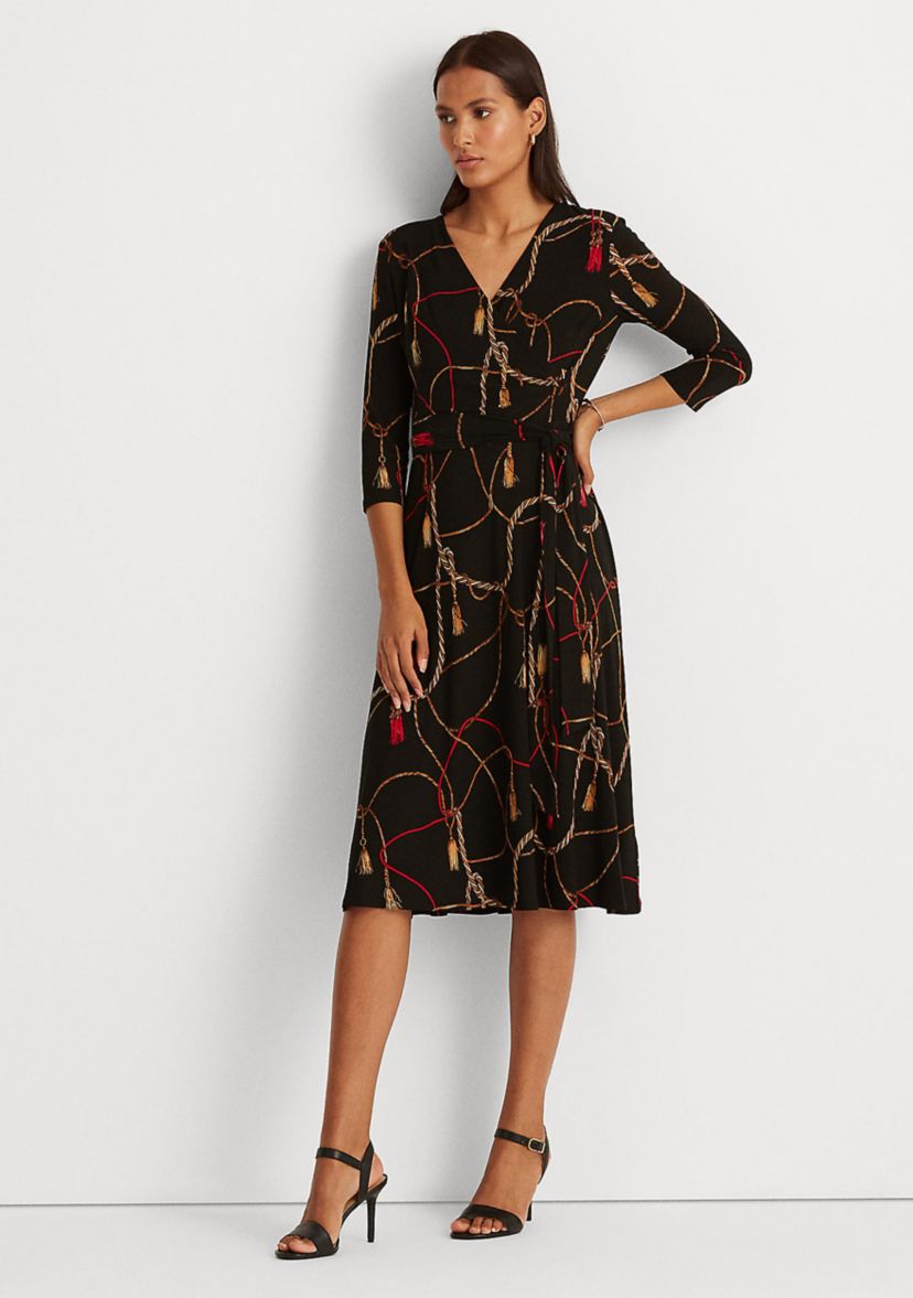Lauren Ralph Lauren Tassel-Print Surplice Jersey Dress | Belk