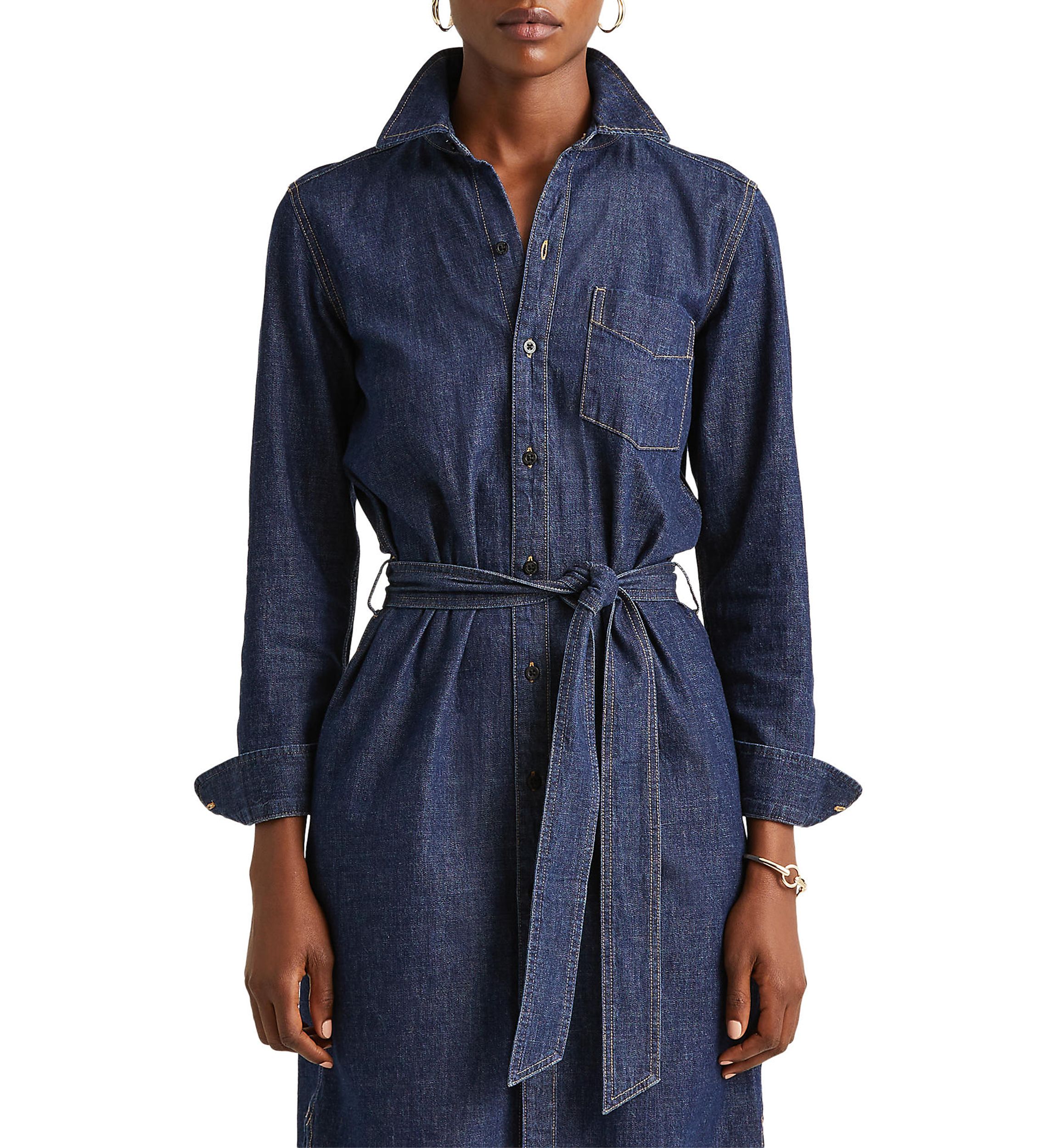 Womens Belted Denim Shirtdress