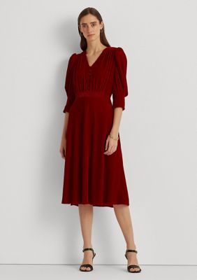 Lauren Ralph Lauren Womens Velvet Knee Cocktail And Party Dress In